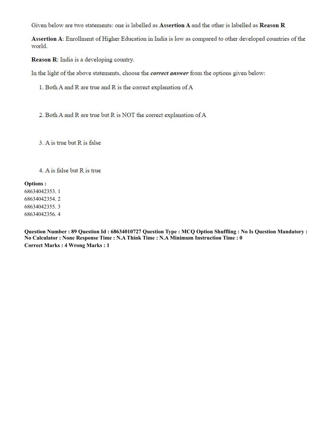 CUET PG 2023:COQP15 – M.Ed. (Eng.)-Shift 1 (09-06-2023) Question Paper - Page 87