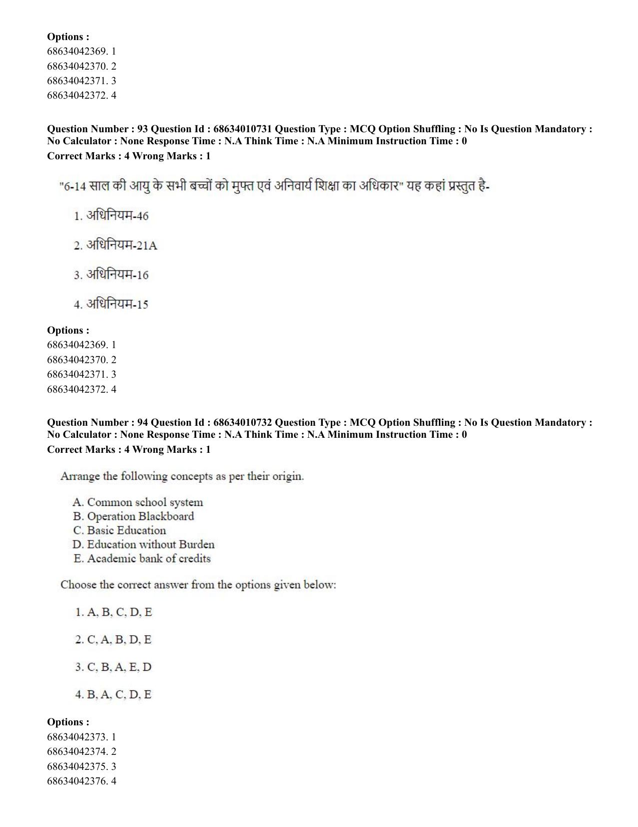 CUET PG 2023:COQP15 – M.Ed. (Eng.)-Shift 1 (09-06-2023) Question Paper - Page 92