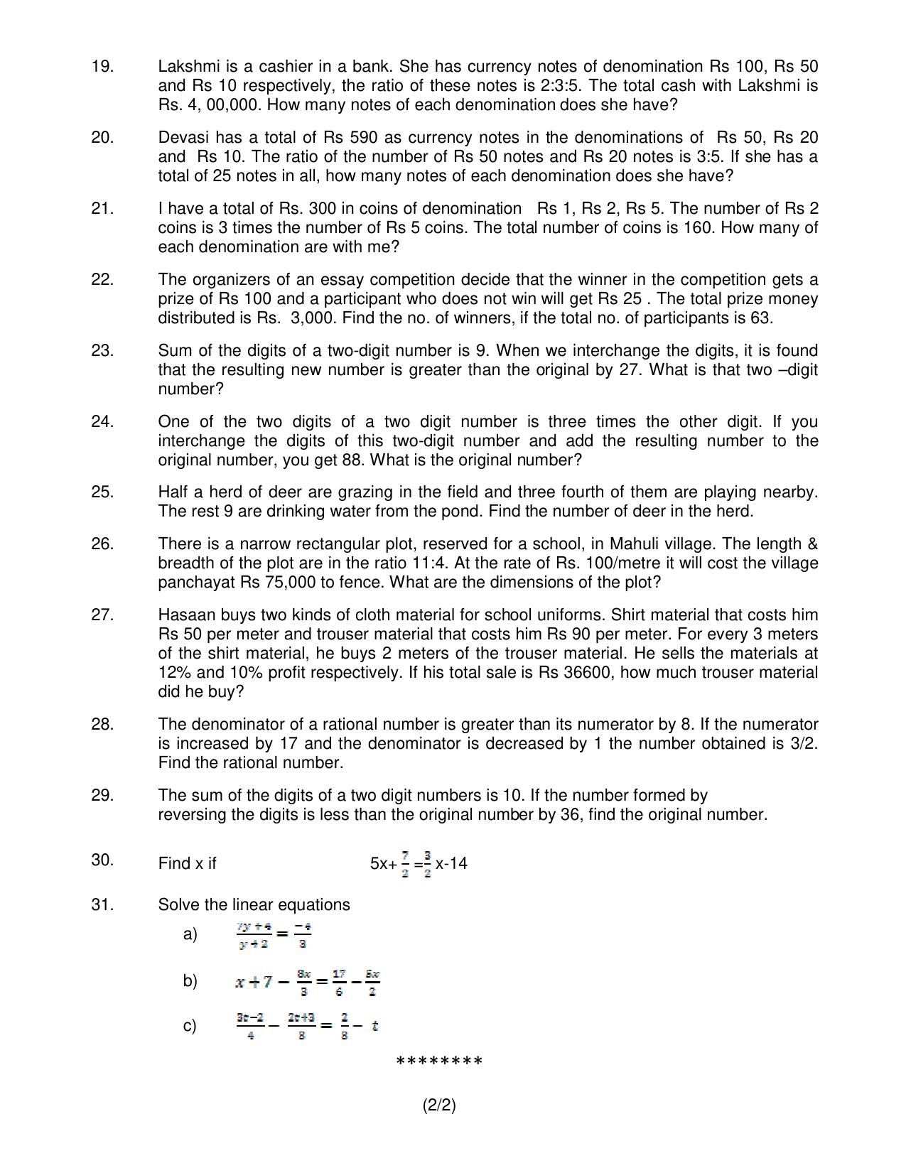 CBSE Worksheets for Class 8 Mathematics Rational Numbers sample papers - Page 10