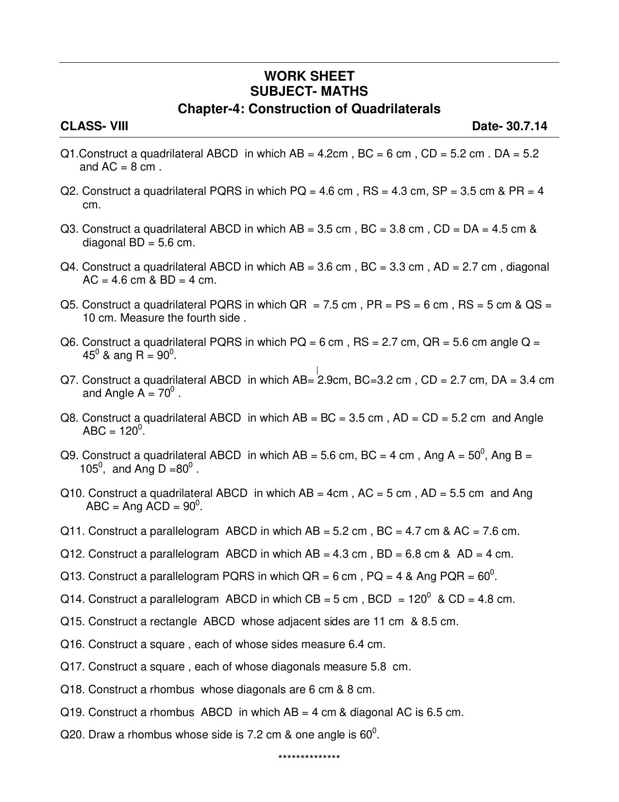 CBSE Worksheets for Class 8 Mathematics Rational Numbers sample papers - Page 11