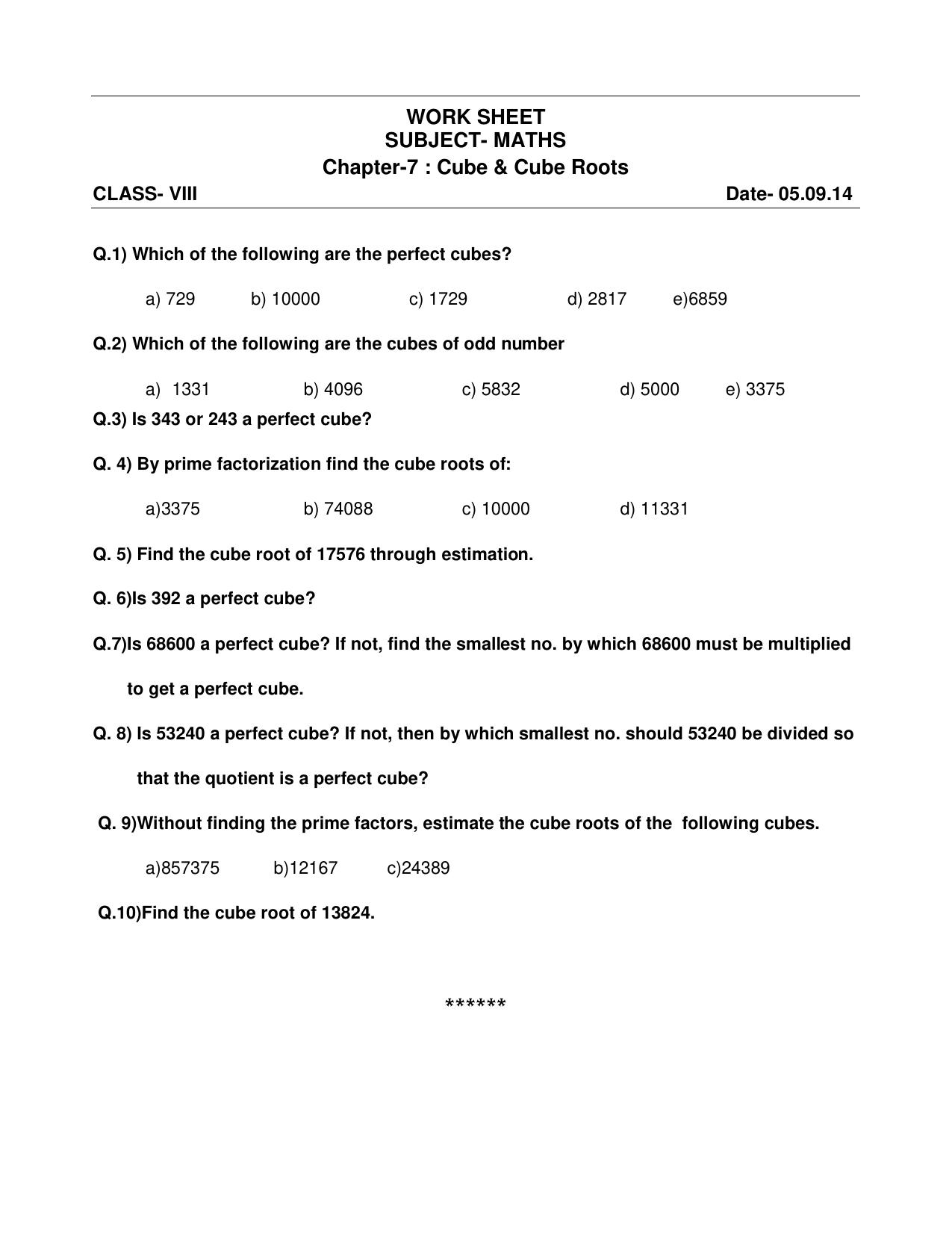 CBSE Worksheets for Class 8 Mathematics Rational Numbers sample papers - Page 19