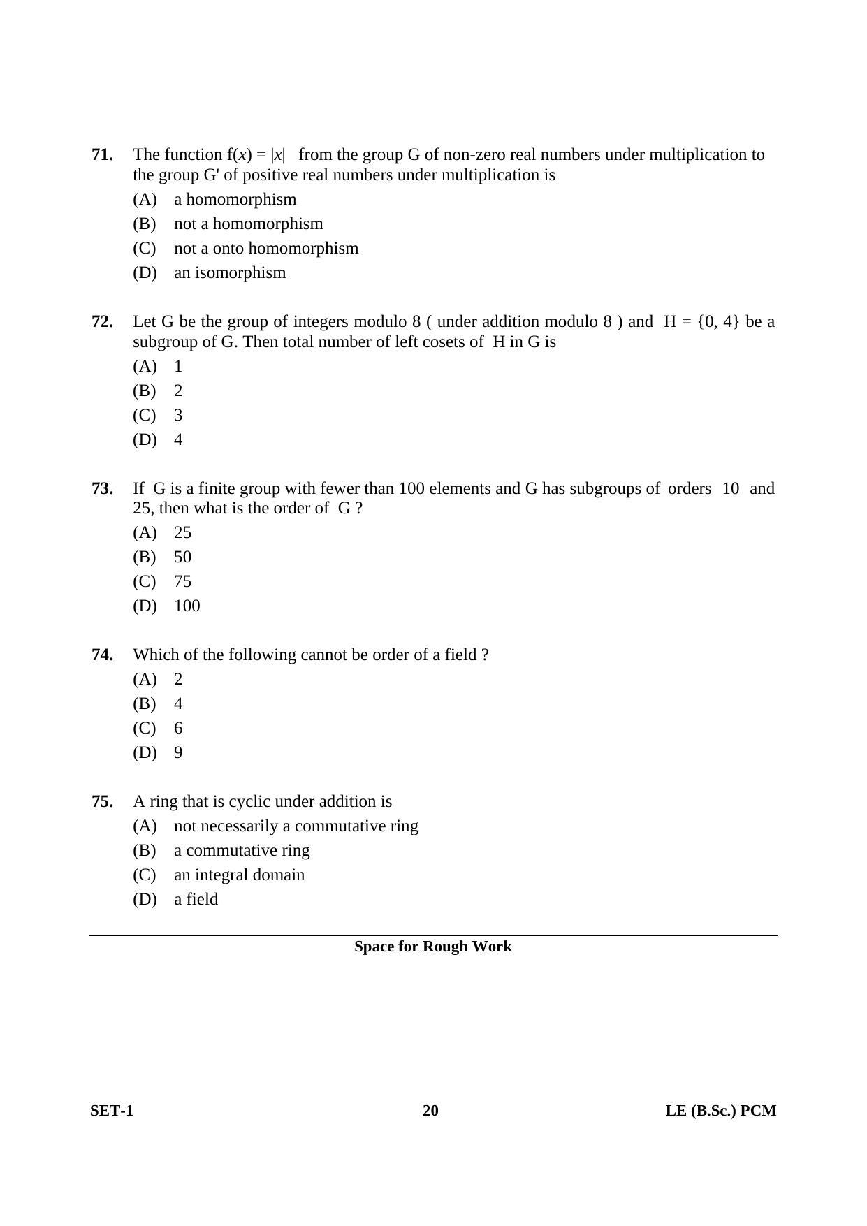 OJEE 2013 LE B.Sc PCM Set 1 Question Paper - Page 19