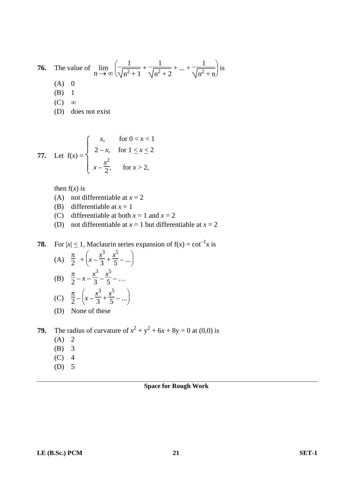 OJEE 2013 LE B.Sc PCM Set 1 Question Paper - Page 20