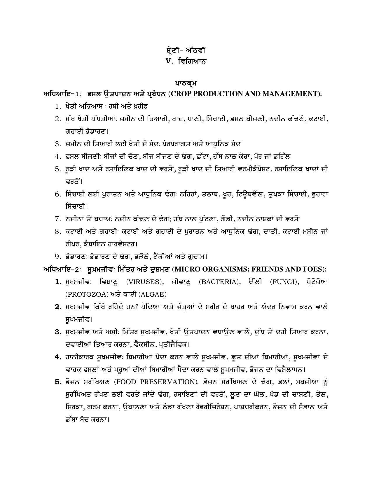 Pseb class 8th science syllabus indcareer docs