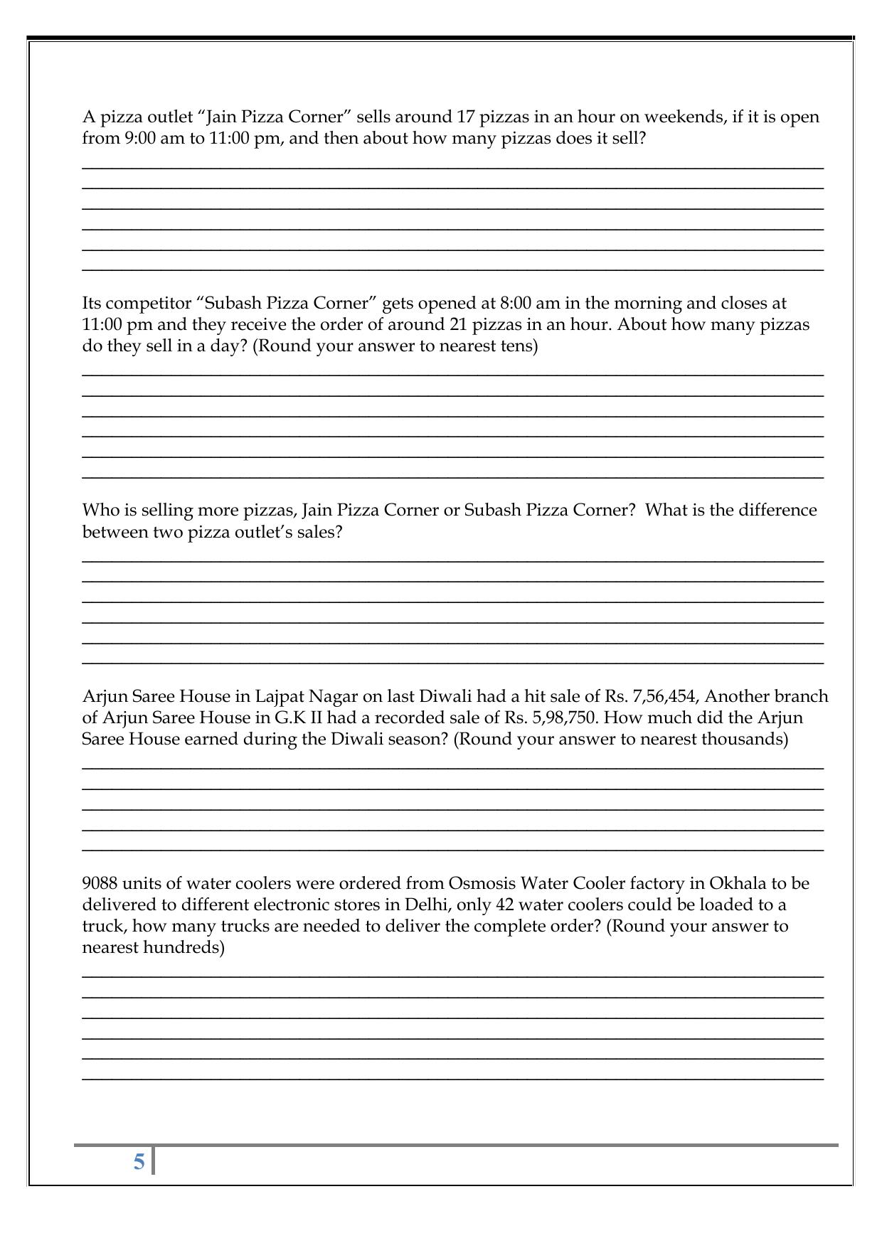 Worksheet for Class 5 Maths Assignment 12 - Page 5