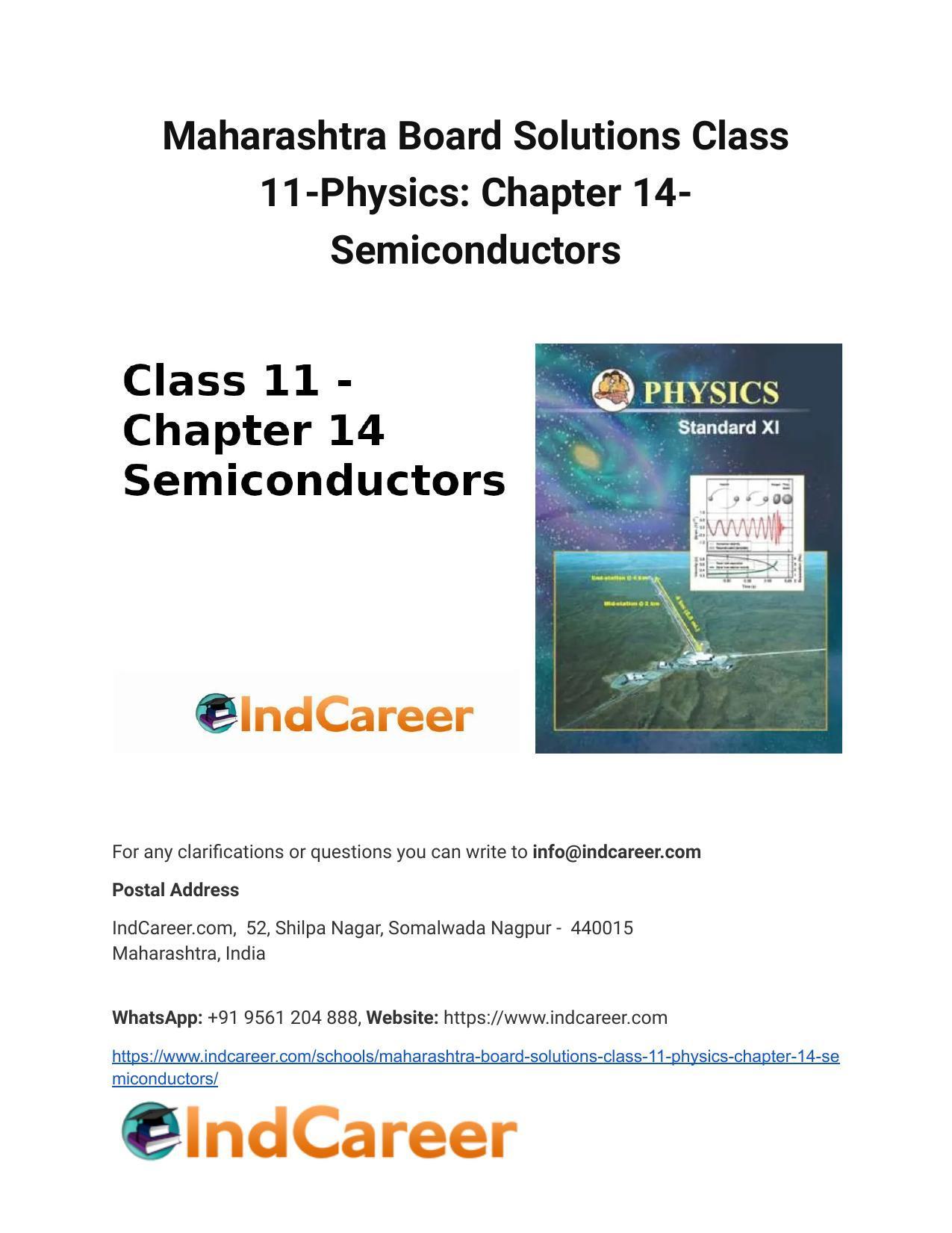 Maharashtra Board Solutions Class 11-Physics: Chapter 14- Semiconductors - Page 1