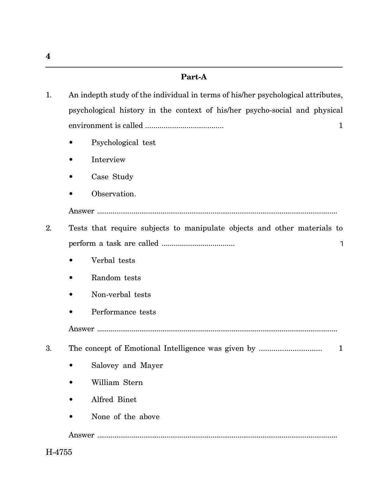 Goa Board Class 12 Psychology (CWSN) (March 2024) Question Paper - Page 4