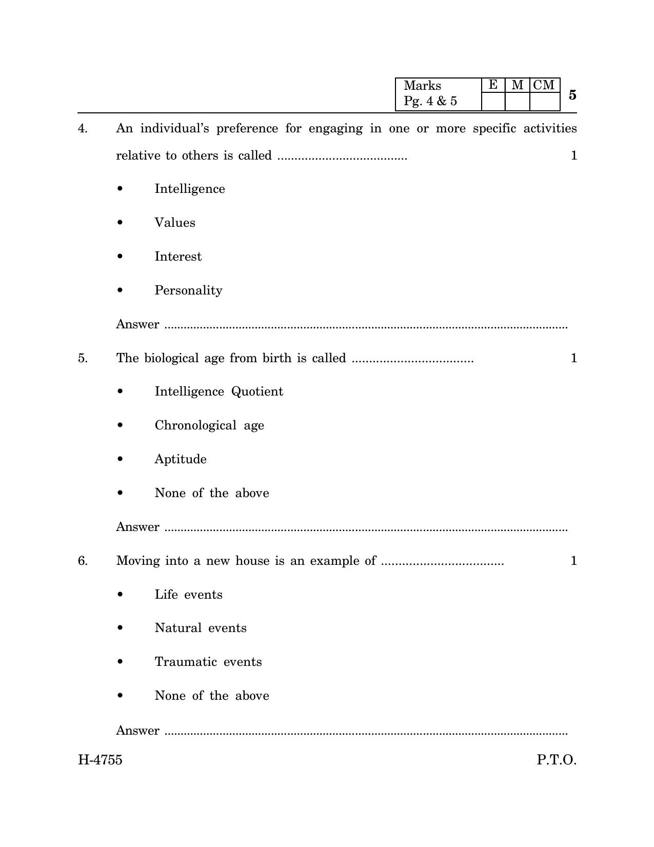 Goa Board Class 12 Psychology (CWSN) (March 2024) Question Paper - Page 5