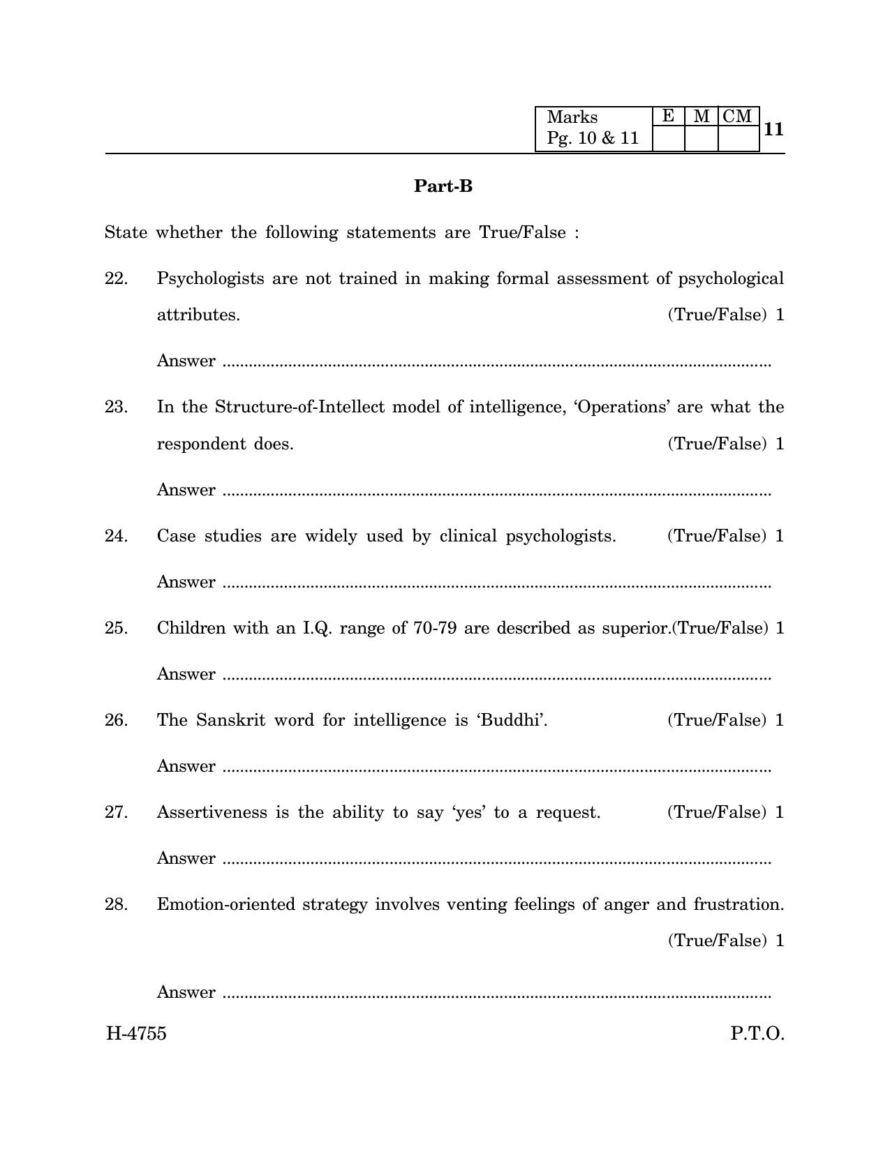 Goa Board Class 12 Psychology (CWSN) (March 2024) Question Paper - Page 11
