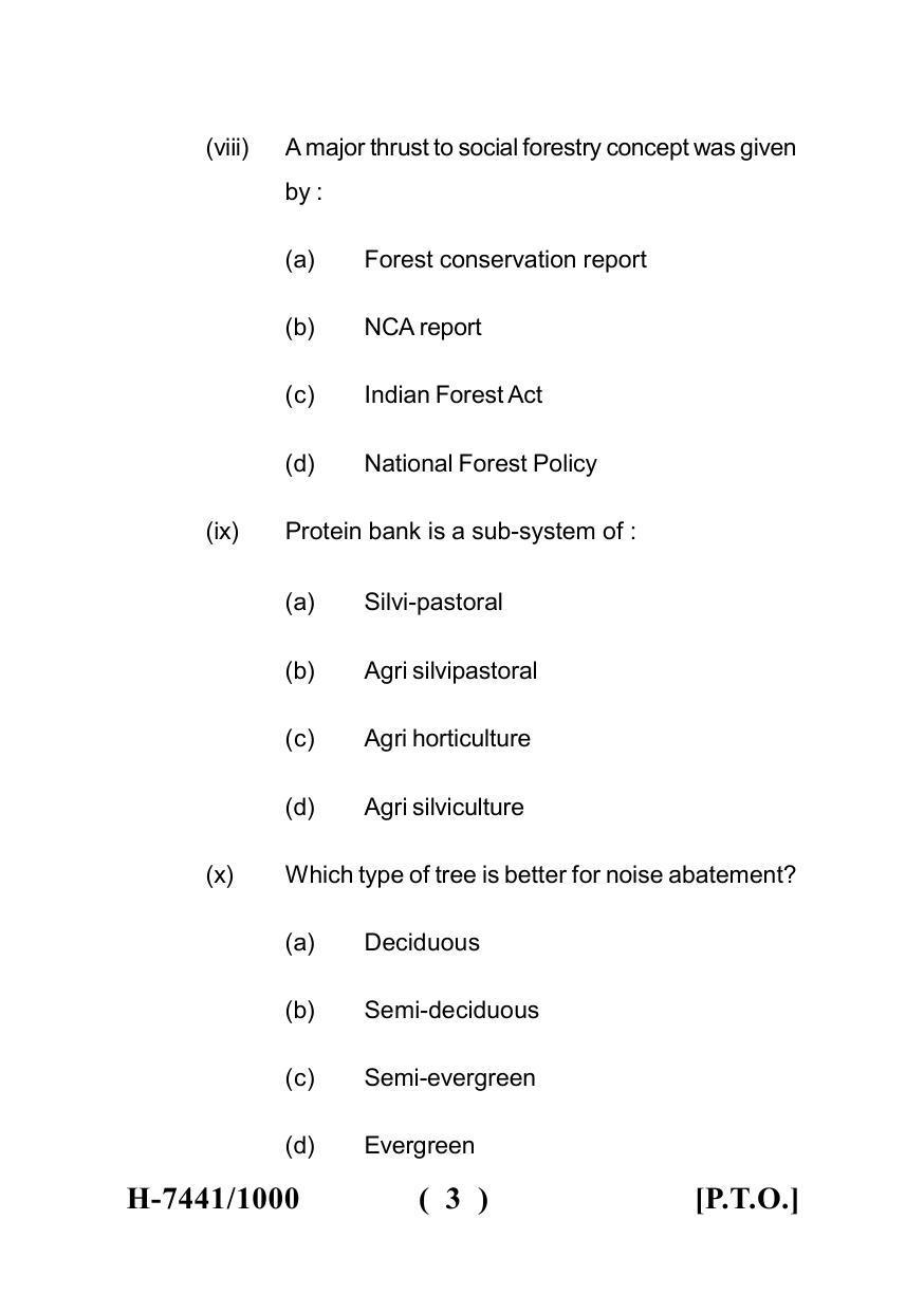 Sarguja University Question Paper July-2022 : M.Sc. In Farm-Forestry (Fourth sem.)Farm Forestry-II (Social Forestry) Paper 1 - Page 3