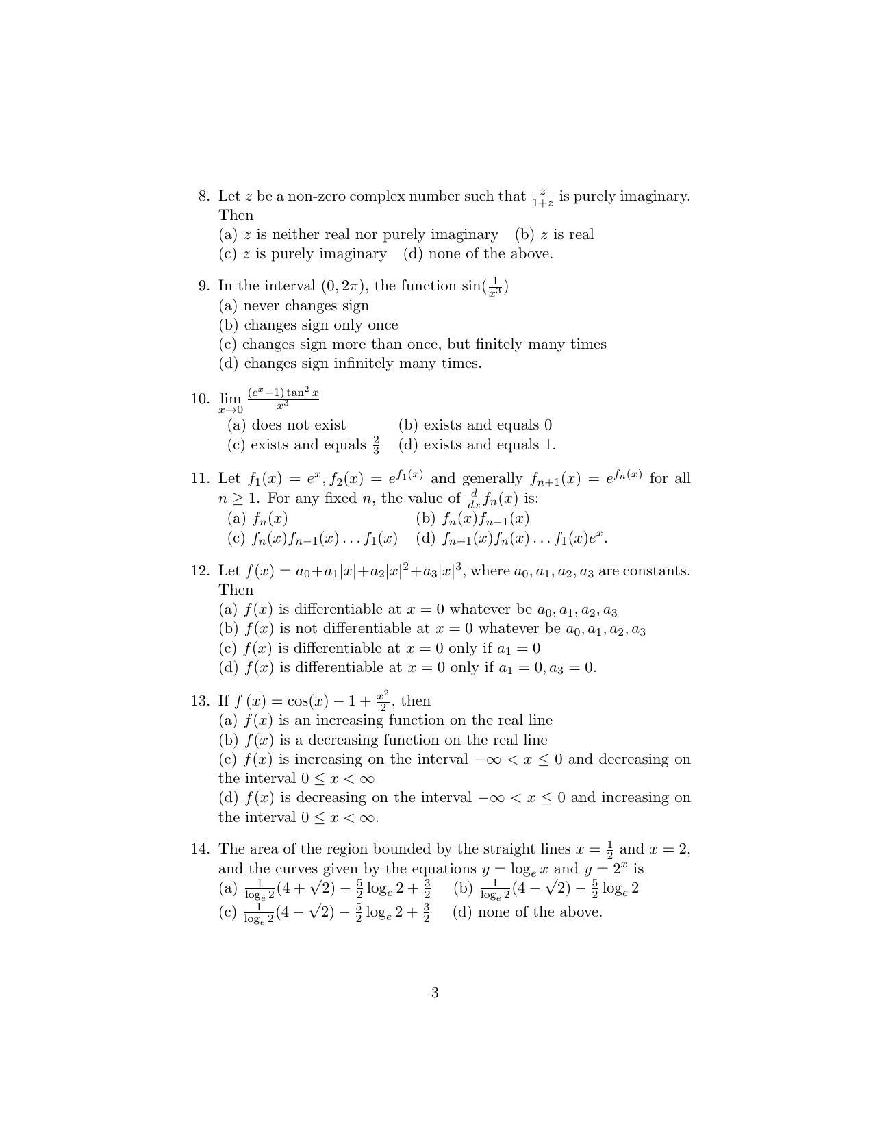 ISI Admission Test B. Math UGB 2015 Sample Paper - Page 3
