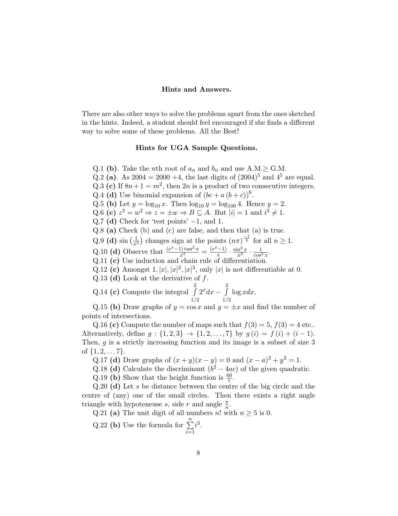 ISI Admission Test B. Math UGB 2015 Sample Paper - Page 8