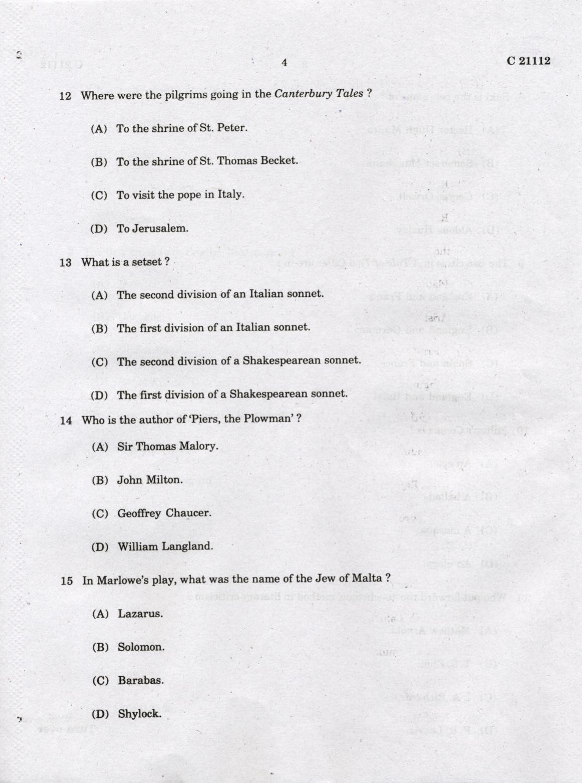 CUCAT 2022 M.A English Language & Literature Question Paper - Page 4