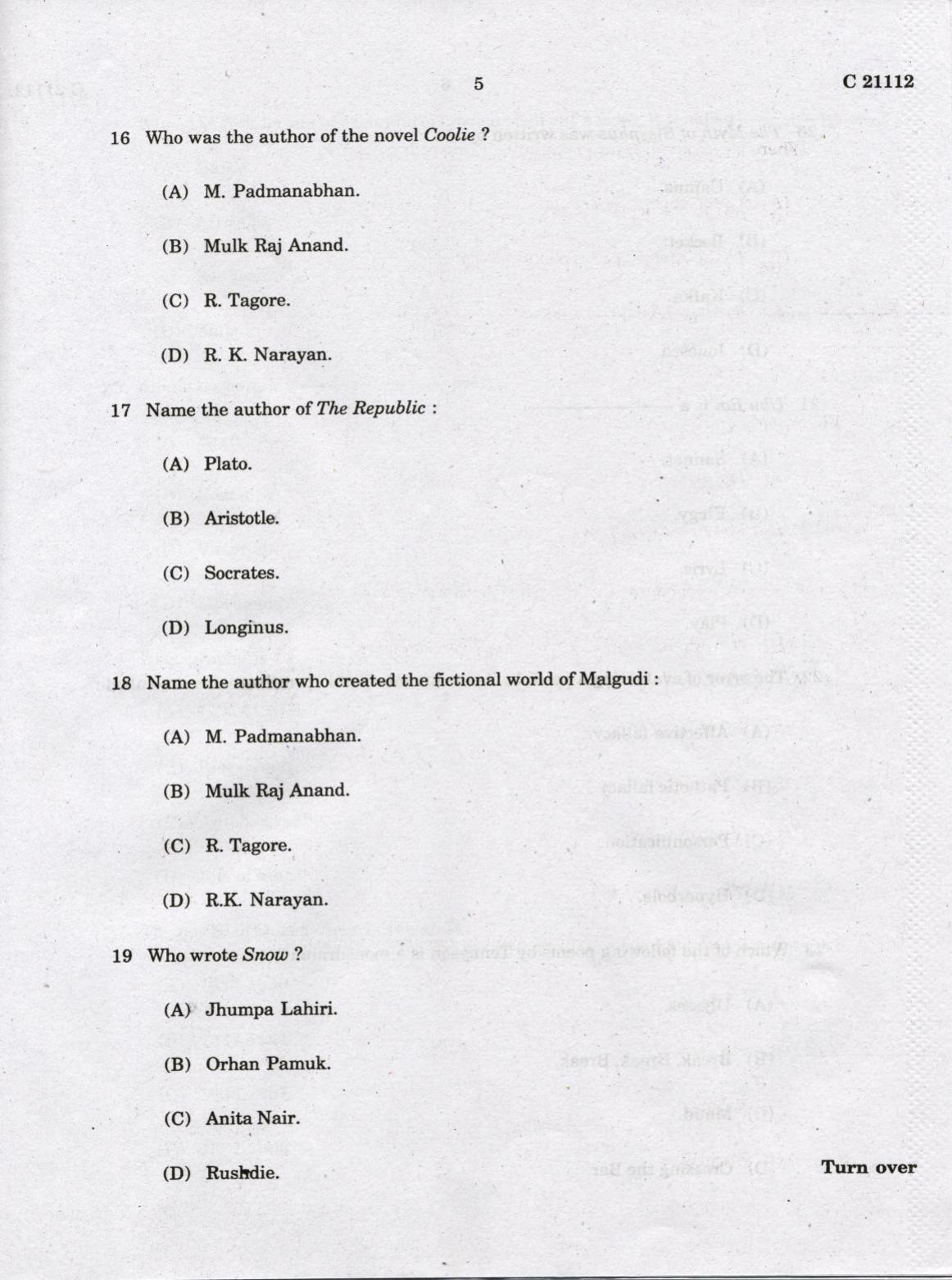 CUCAT 2022 M.A English Language & Literature Question Paper - Page 5