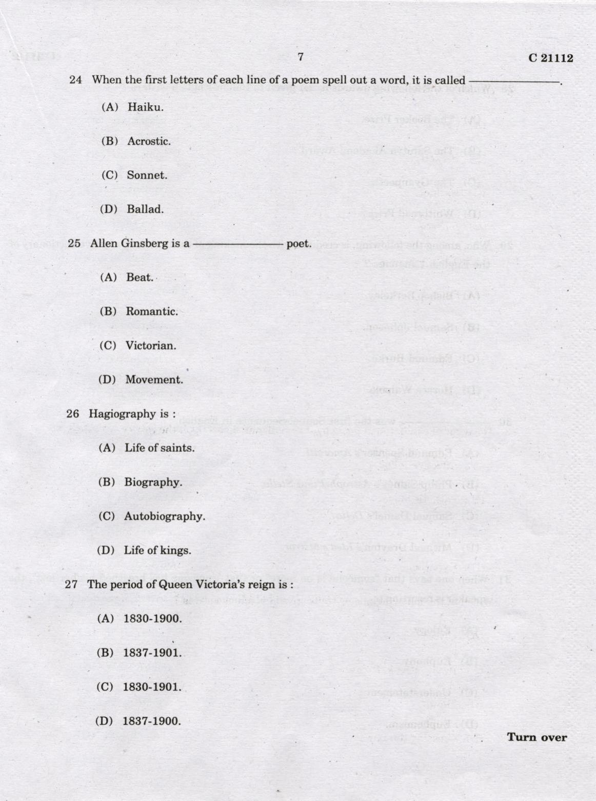 CUCAT 2022 M.A English Language & Literature Question Paper - Page 7