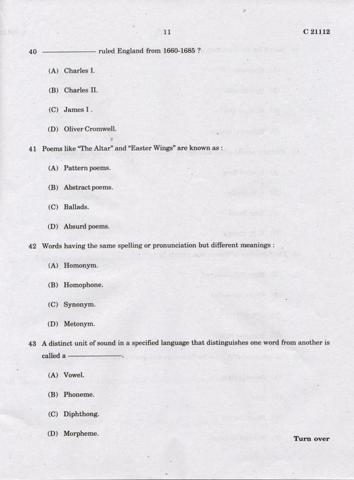 CUCAT 2022 M.A English Language & Literature Question Paper - Page 11