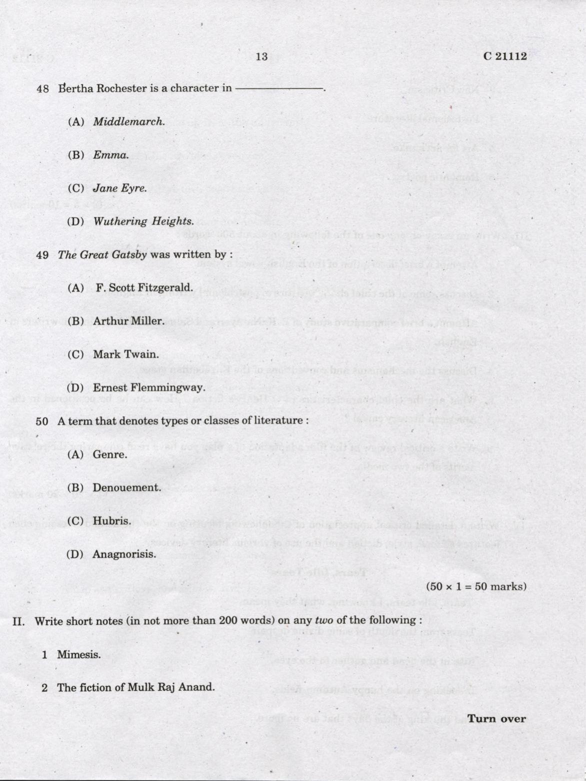 CUCAT 2022 M.A English Language & Literature Question Paper - Page 13