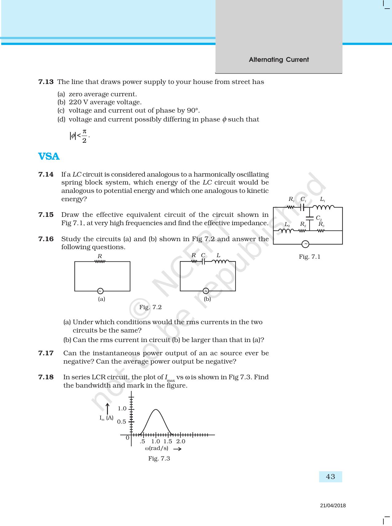 NCERT Exemplar Book for Class 12 Physics: Chapter 7 Alternating Current - Page 4