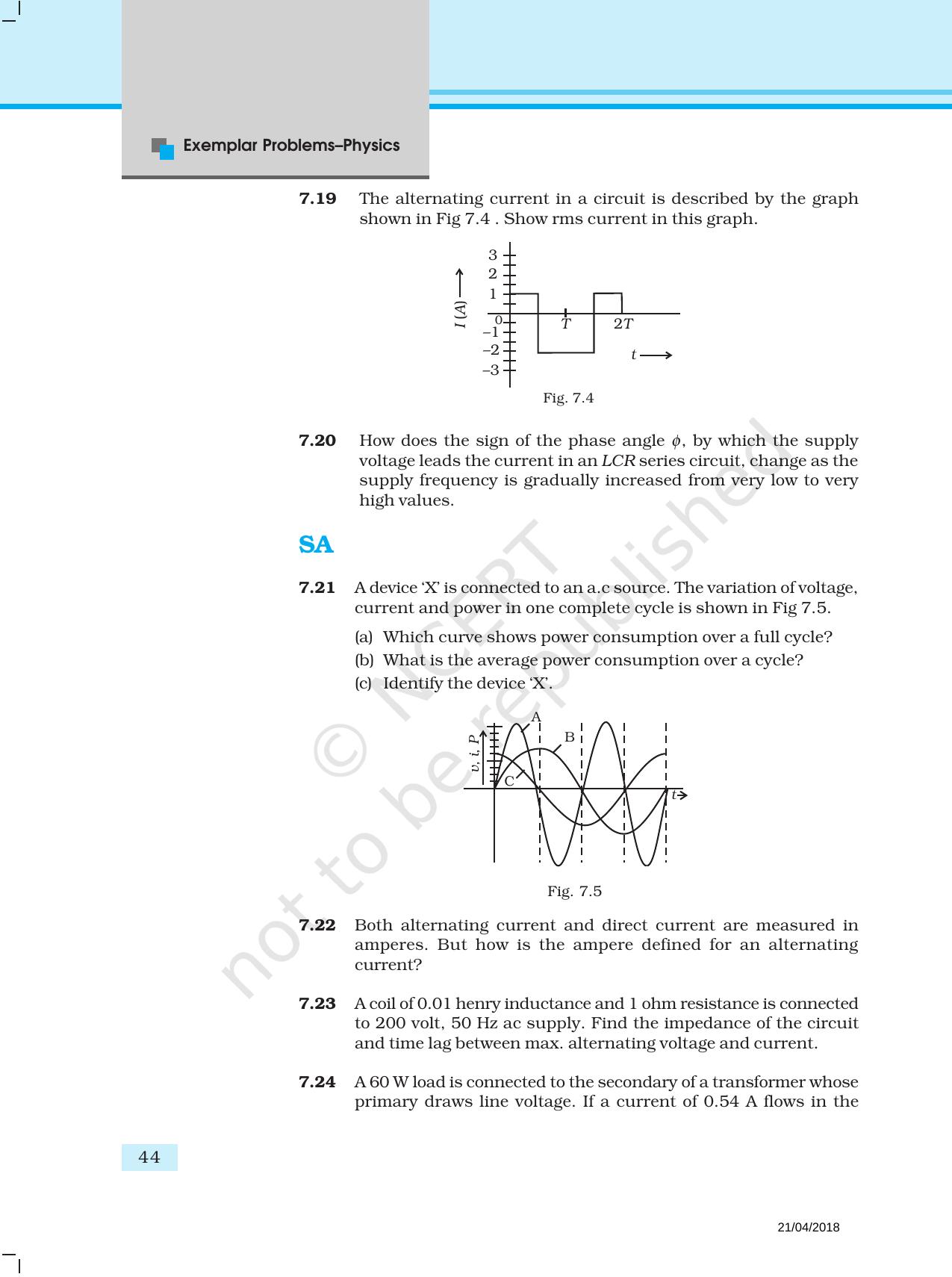 NCERT Exemplar Book for Class 12 Physics: Chapter 7 Alternating Current - Page 5