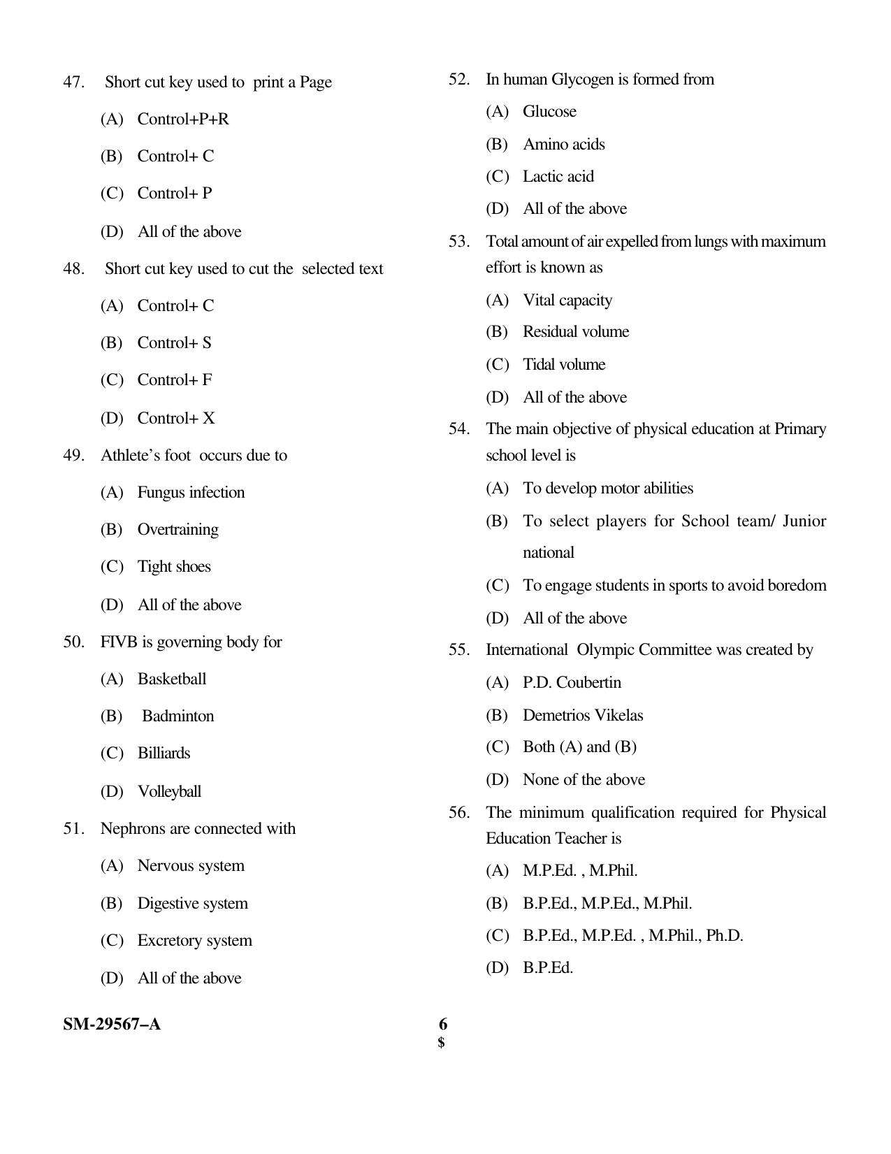 KUET 2023 M.P.Ed Question Paper - Page 6