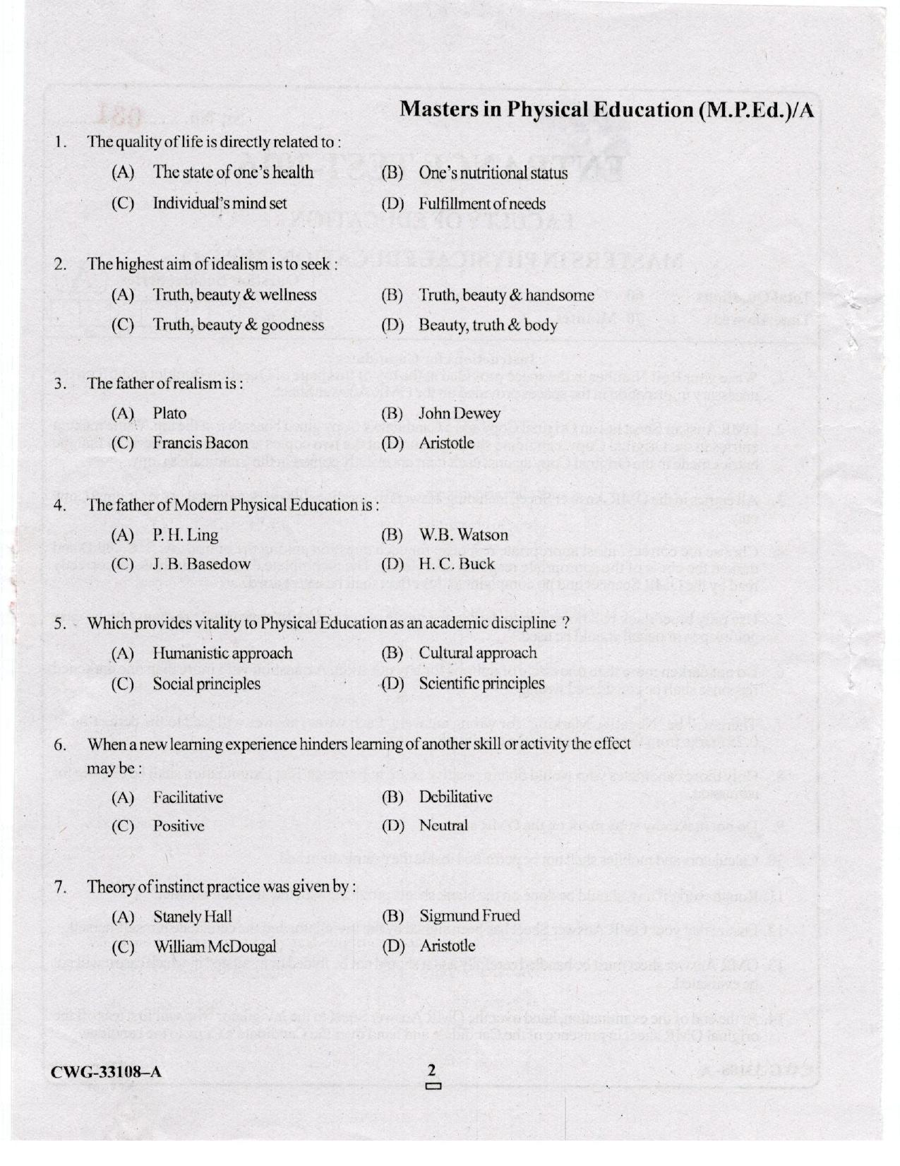 KUET 2023 M.P.Ed Question Paper - Page 28