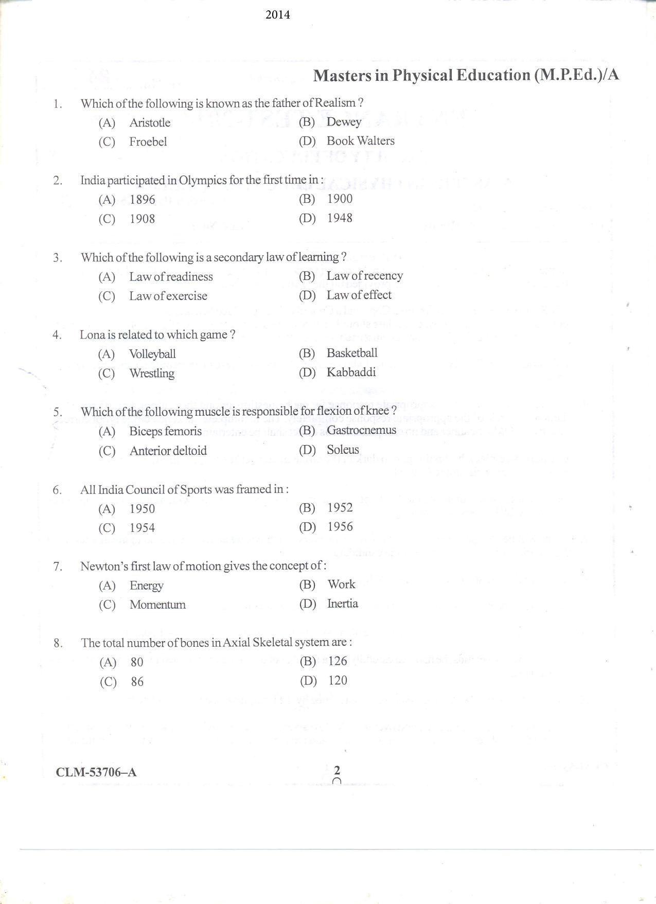 KUET 2023 M.P.Ed Question Paper - Page 37
