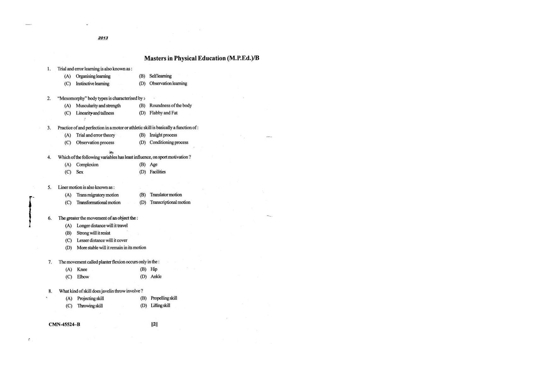 KUET 2023 M.P.Ed Question Paper - Page 45