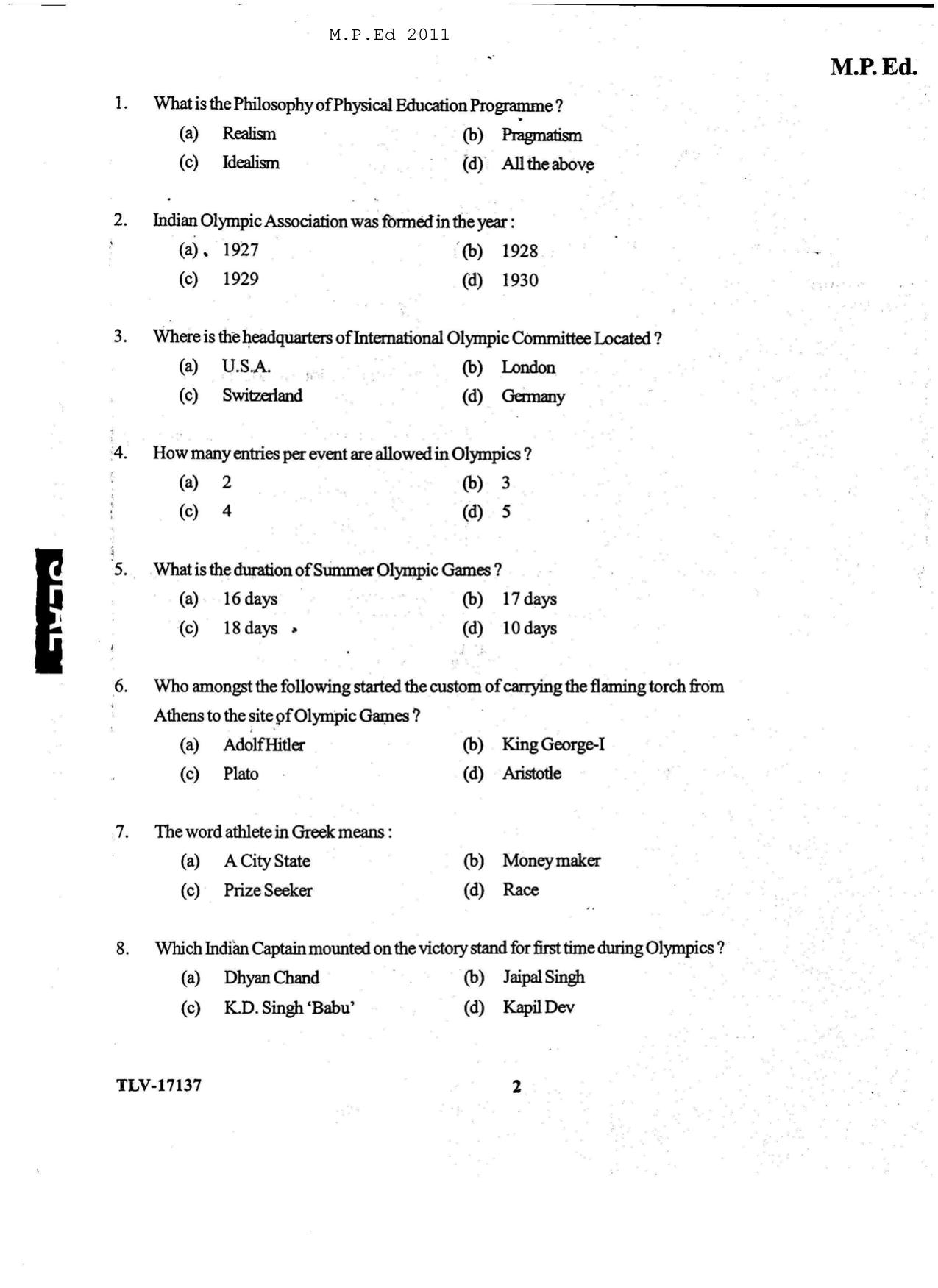 KUET 2023 M.P.Ed Question Paper - Page 53
