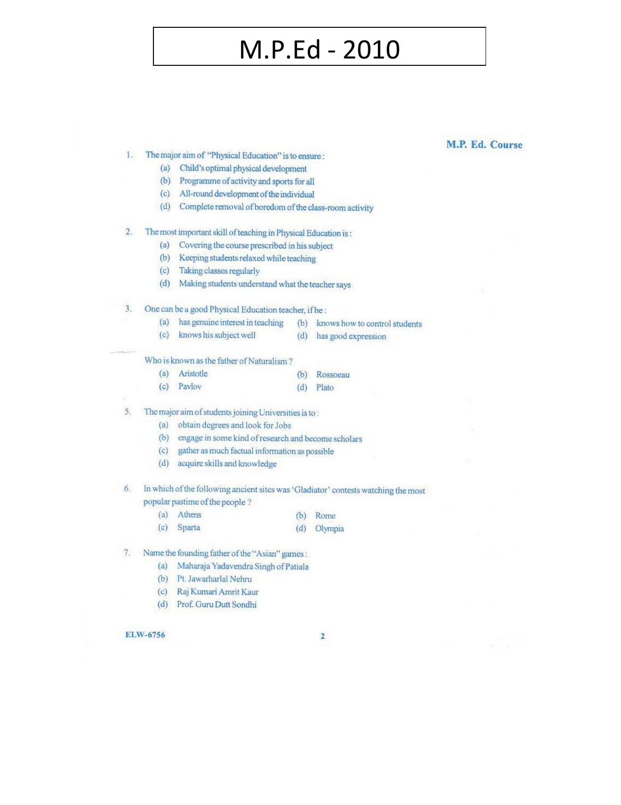 KUET 2023 M.P.Ed Question Paper - Page 61