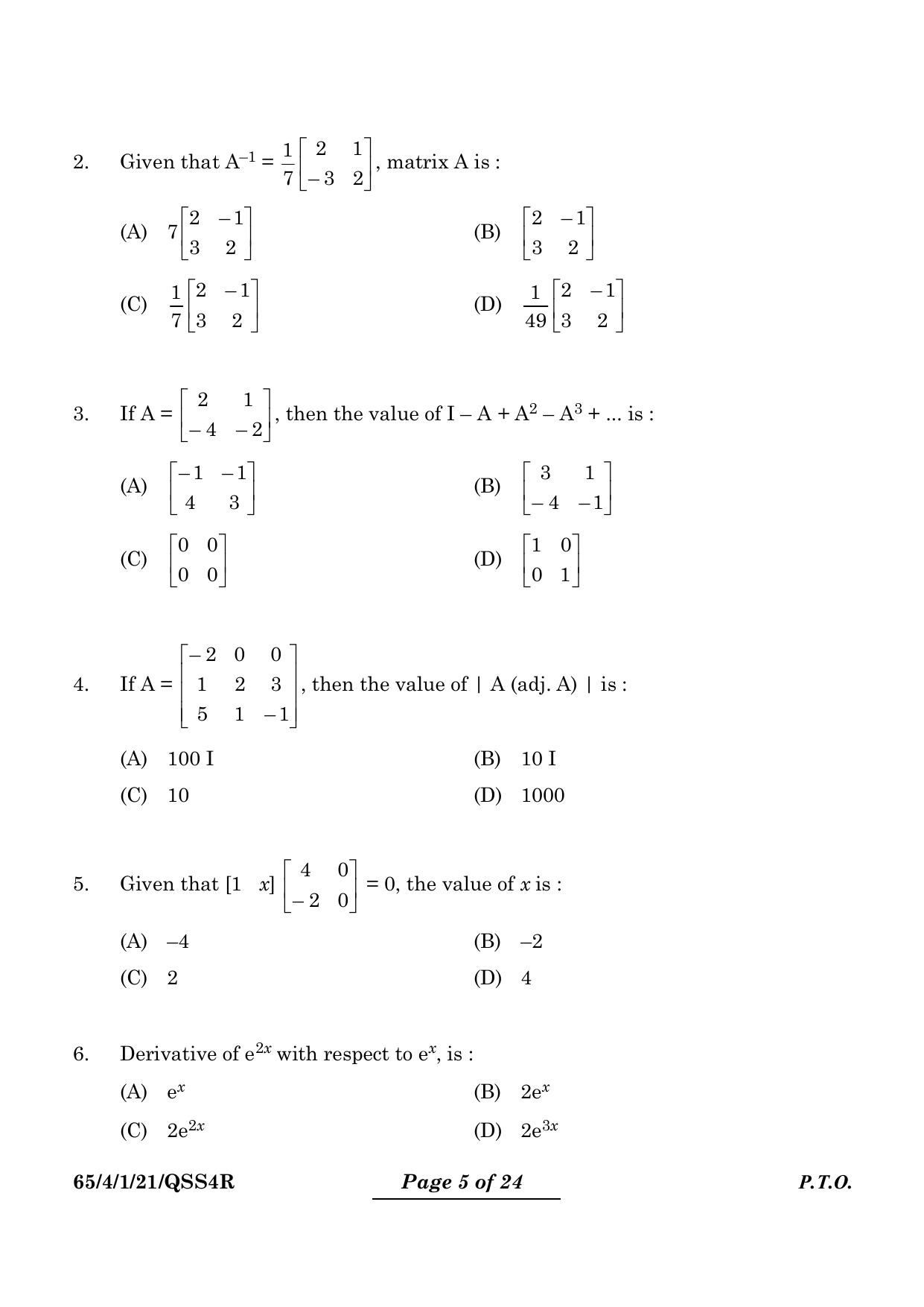 CBSE Class 12 65-4-1 Mathematics 2024 Question Paper - Page 5