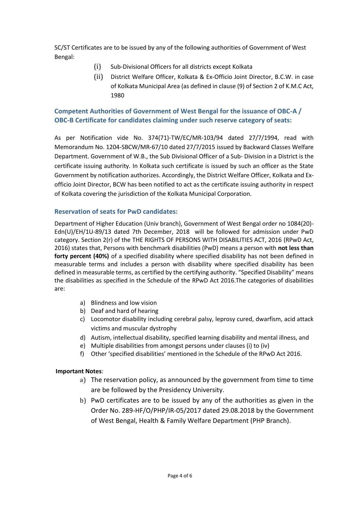 Presidency University, Kolkata PG- Prospectus 2021-22 - Page 4