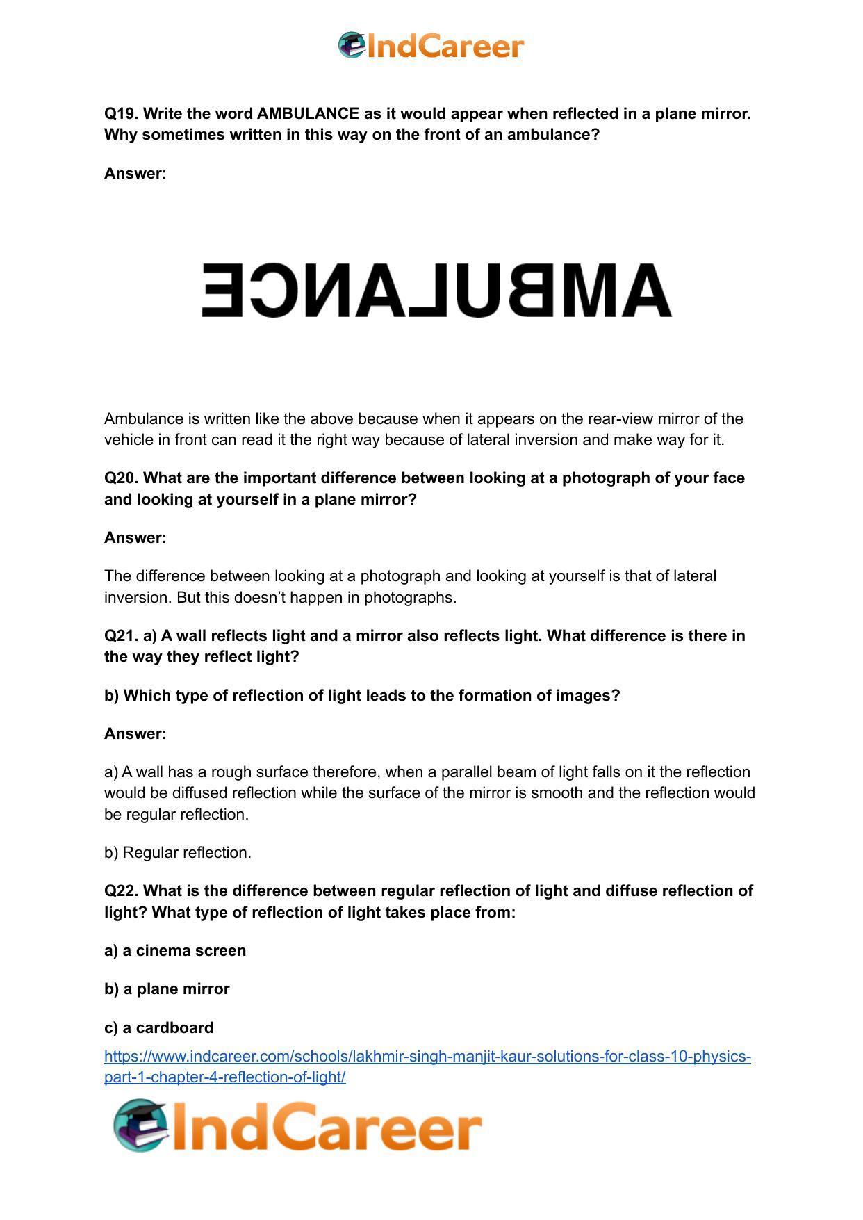 Lakhmir Singh Manjit Kaur Solutions for Class 10 Physics (Part 1) Chapter 4- Reflection of Light - Page 7