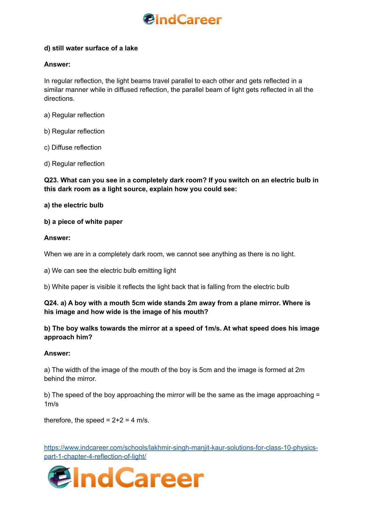 Lakhmir Singh Manjit Kaur Solutions for Class 10 Physics (Part 1) Chapter 4- Reflection of Light - Page 8