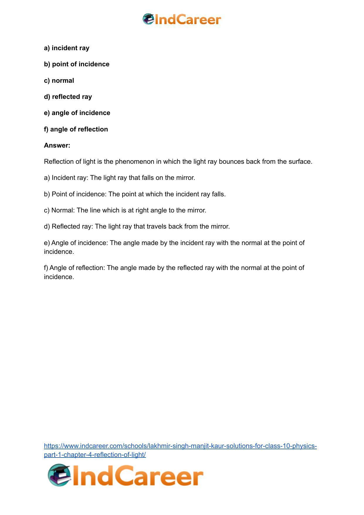Lakhmir Singh Manjit Kaur Solutions for Class 10 Physics (Part 1) Chapter 4- Reflection of Light - Page 10
