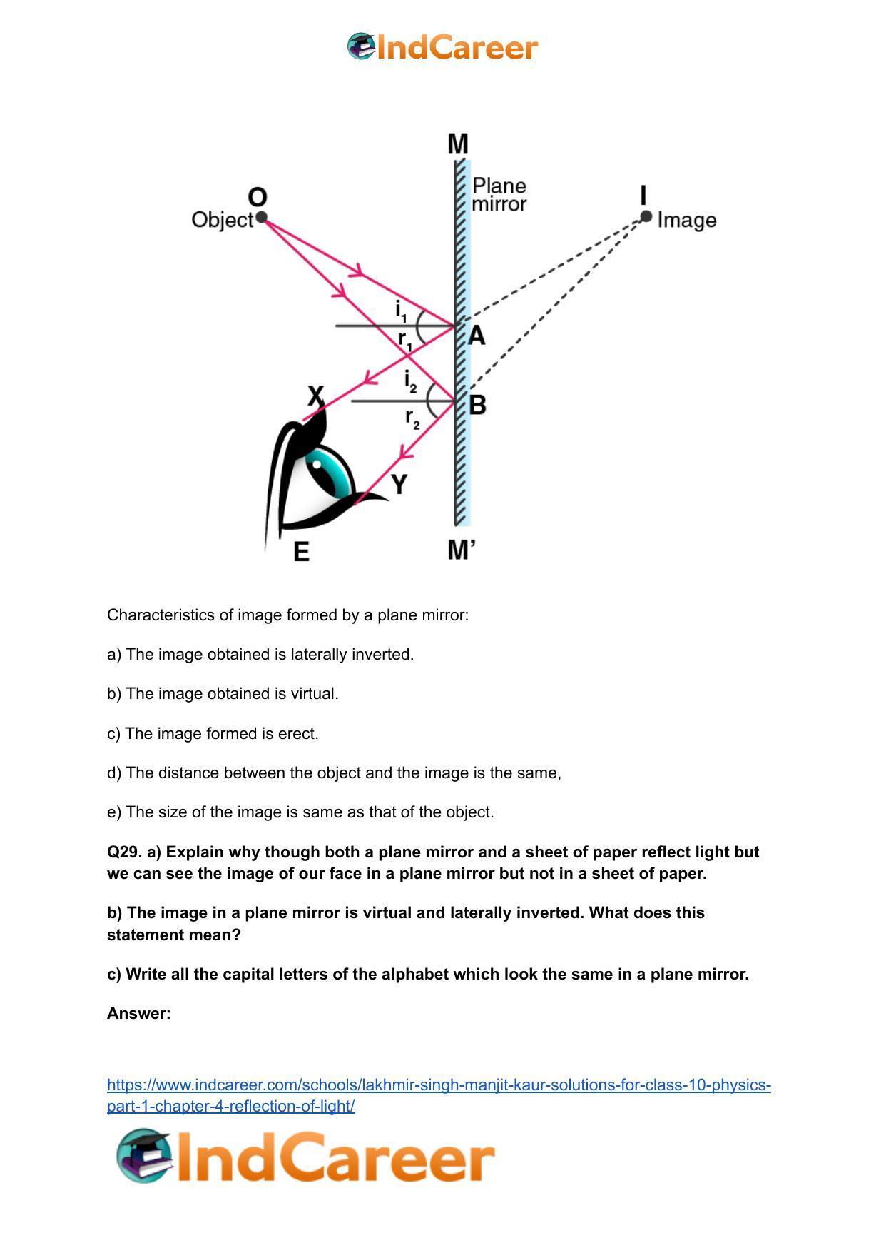 Lakhmir Singh Manjit Kaur Solutions for Class 10 Physics (Part 1) Chapter 4- Reflection of Light - Page 13