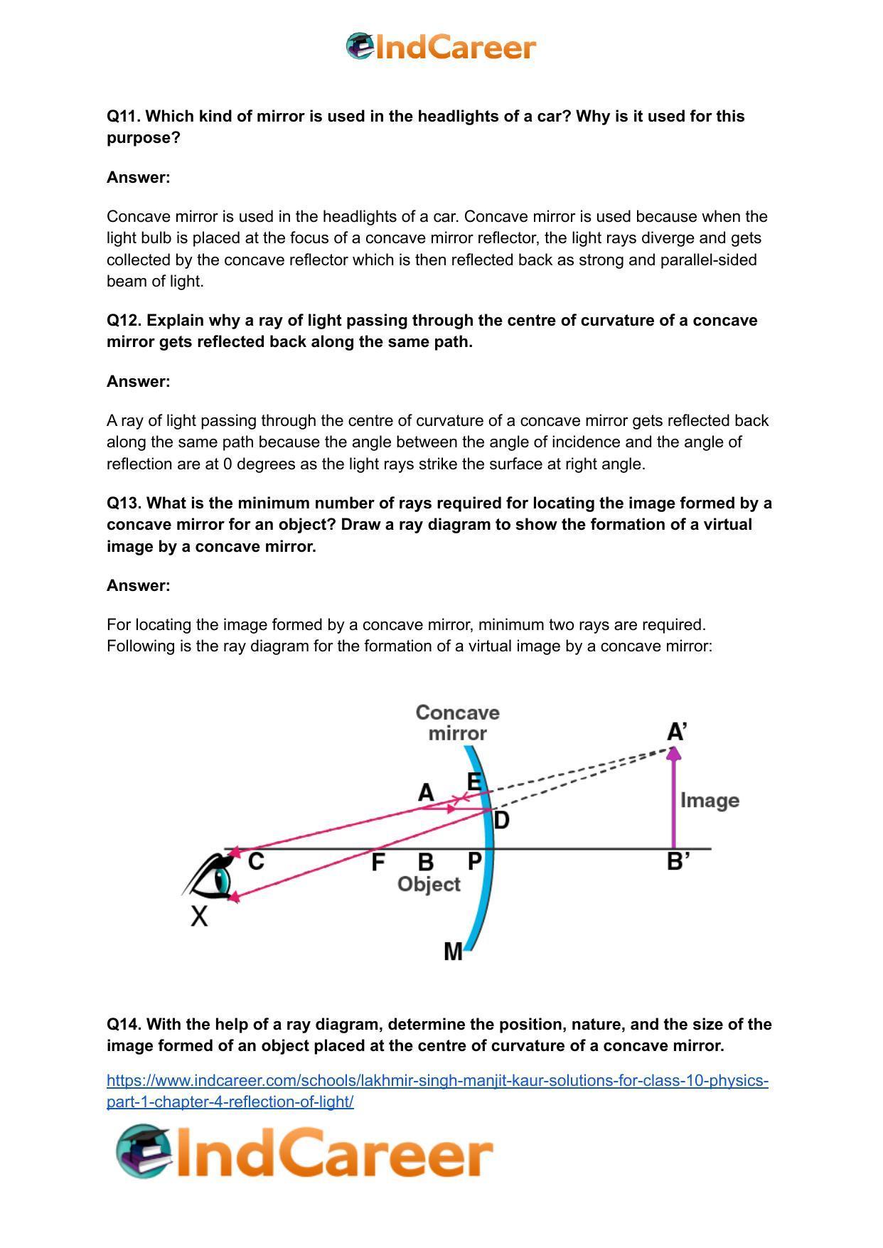 Lakhmir Singh Manjit Kaur Solutions for Class 10 Physics (Part 1) Chapter 4- Reflection of Light - Page 29
