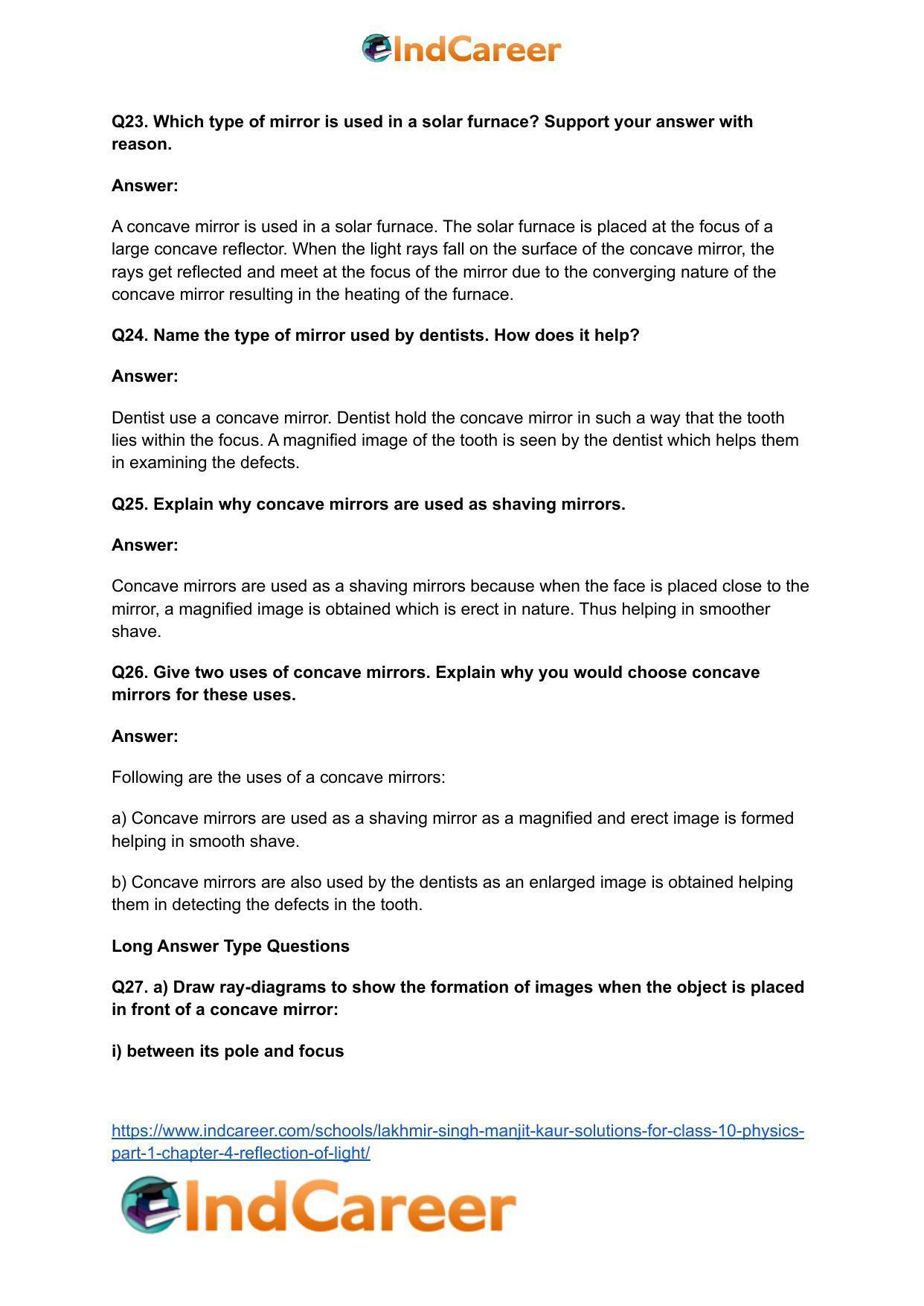Lakhmir Singh Manjit Kaur Solutions for Class 10 Physics (Part 1) Chapter 4- Reflection of Light - Page 34