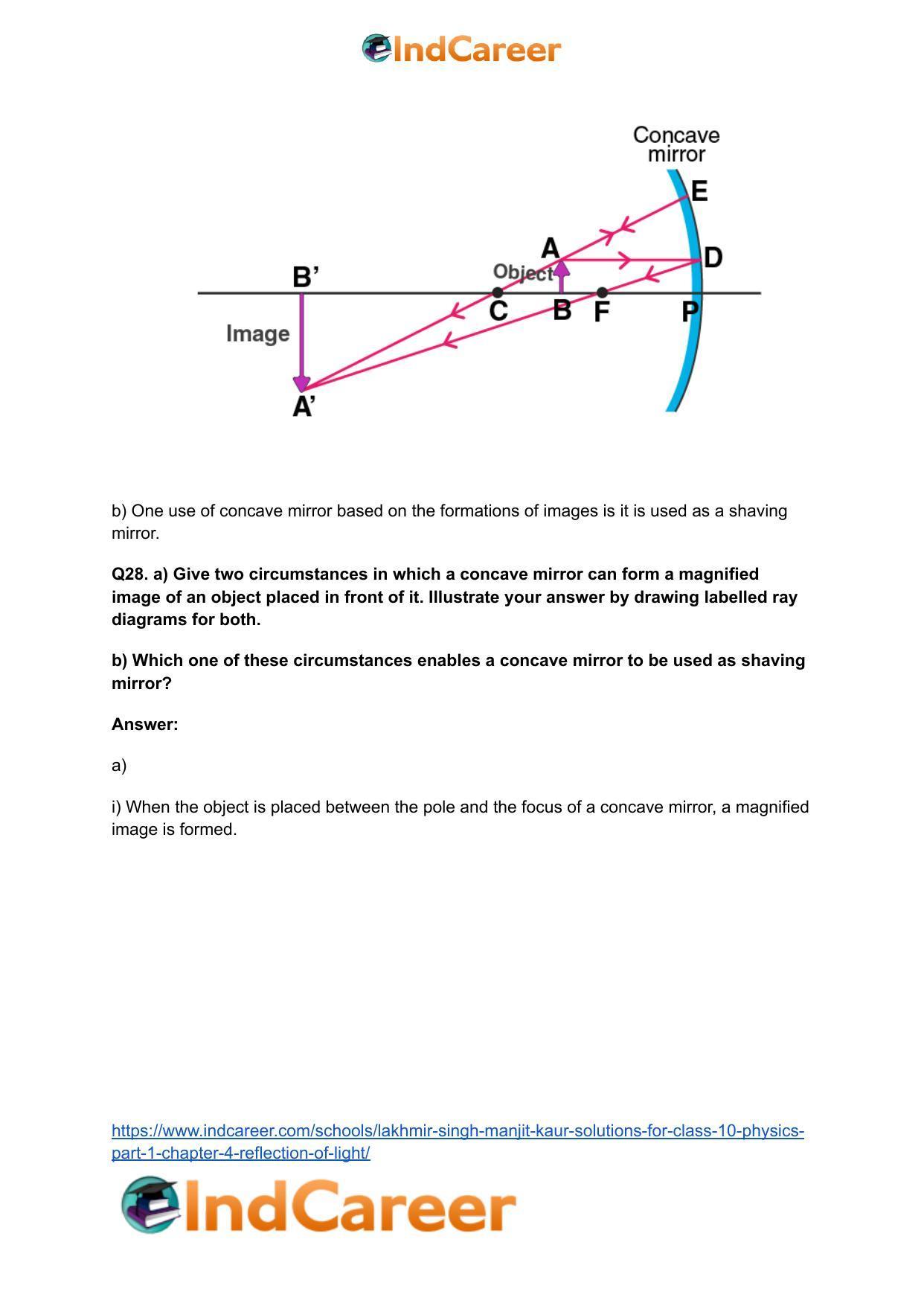 Lakhmir Singh Manjit Kaur Solutions for Class 10 Physics (Part 1) Chapter 4- Reflection of Light - Page 36