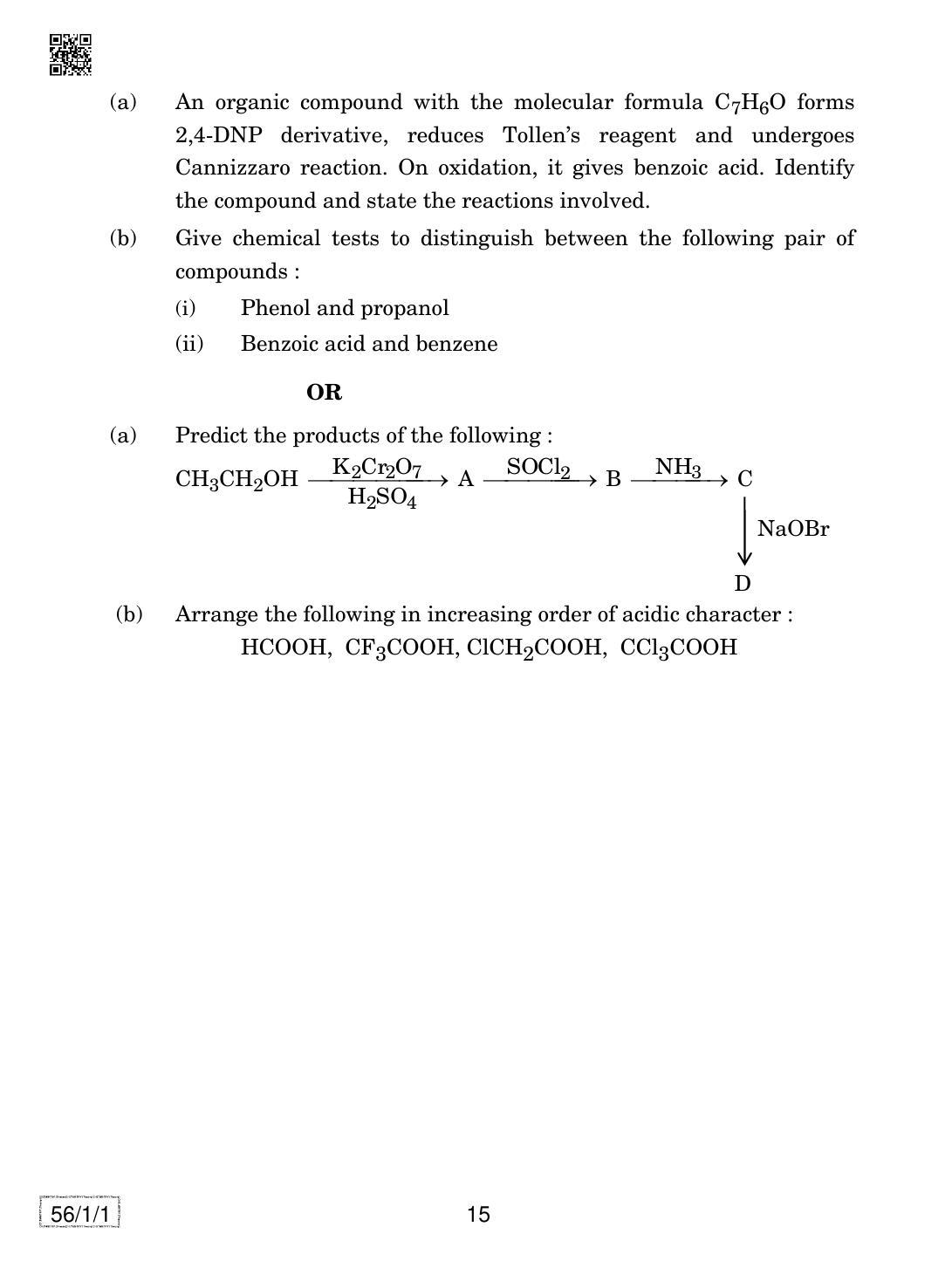 CBSE Class 12 56-1-1 CHEMISTRY 2019 Compartment Question Paper - Page 15