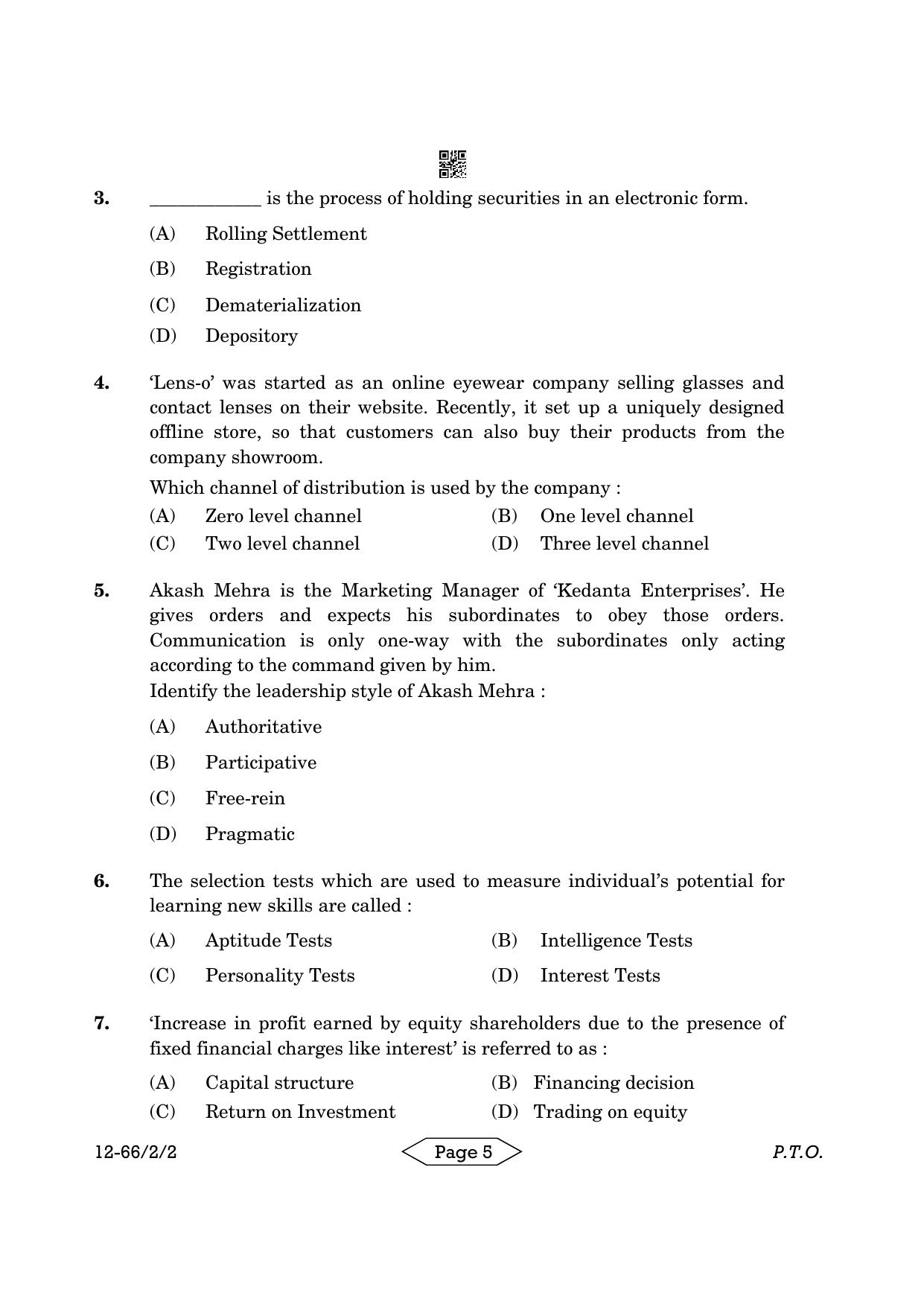 CBSE Class 12 2-2 Bussiness Studies 2024 Question Paper - Page 5