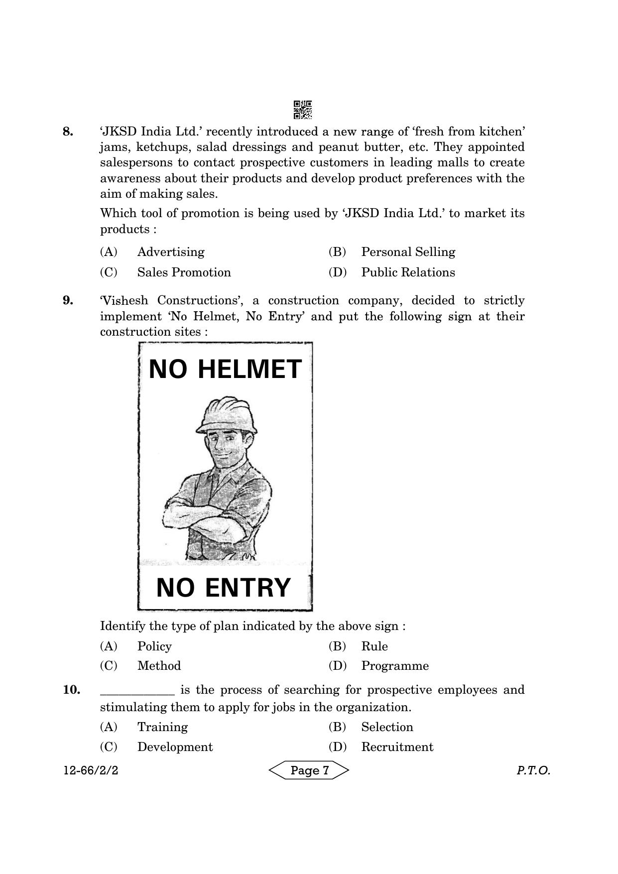 CBSE Class 12 2-2 Bussiness Studies 2024 Question Paper - Page 7