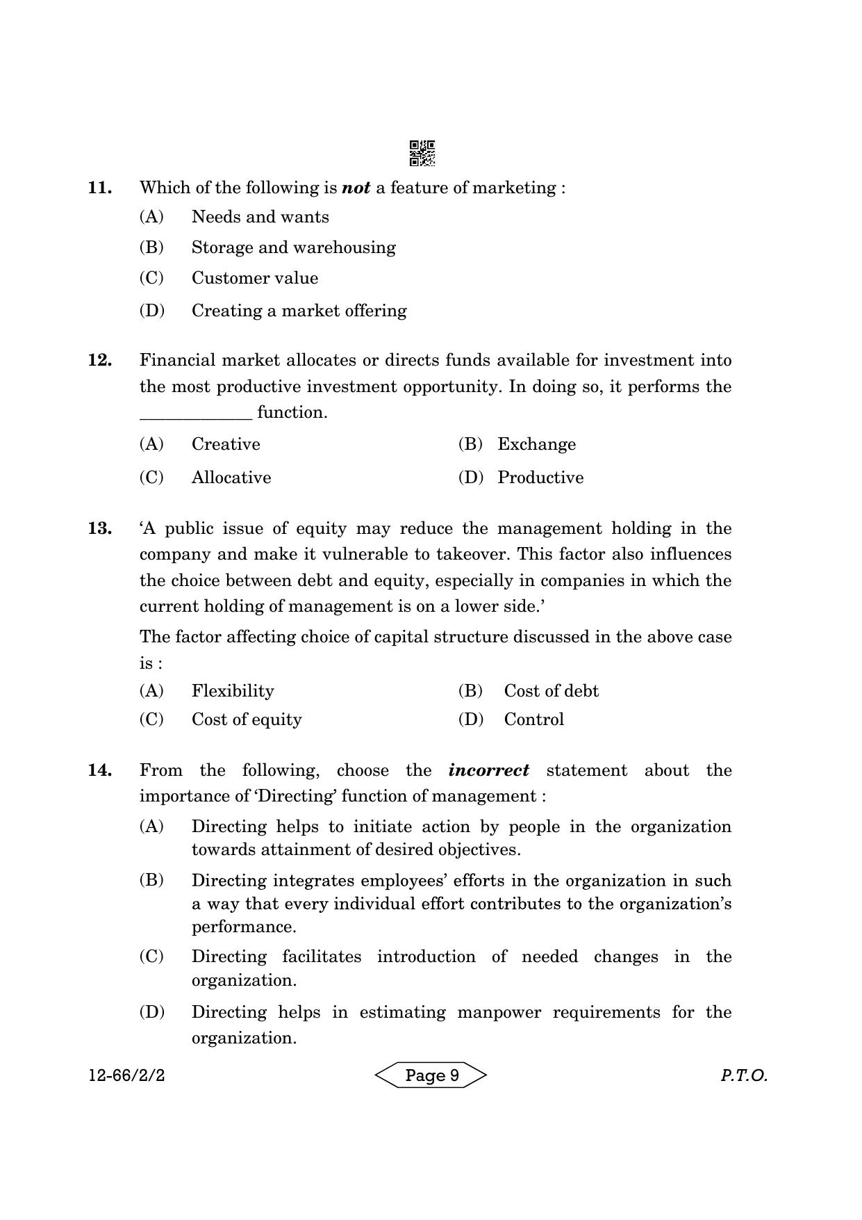 CBSE Class 12 2-2 Bussiness Studies 2024 Question Paper - Page 9