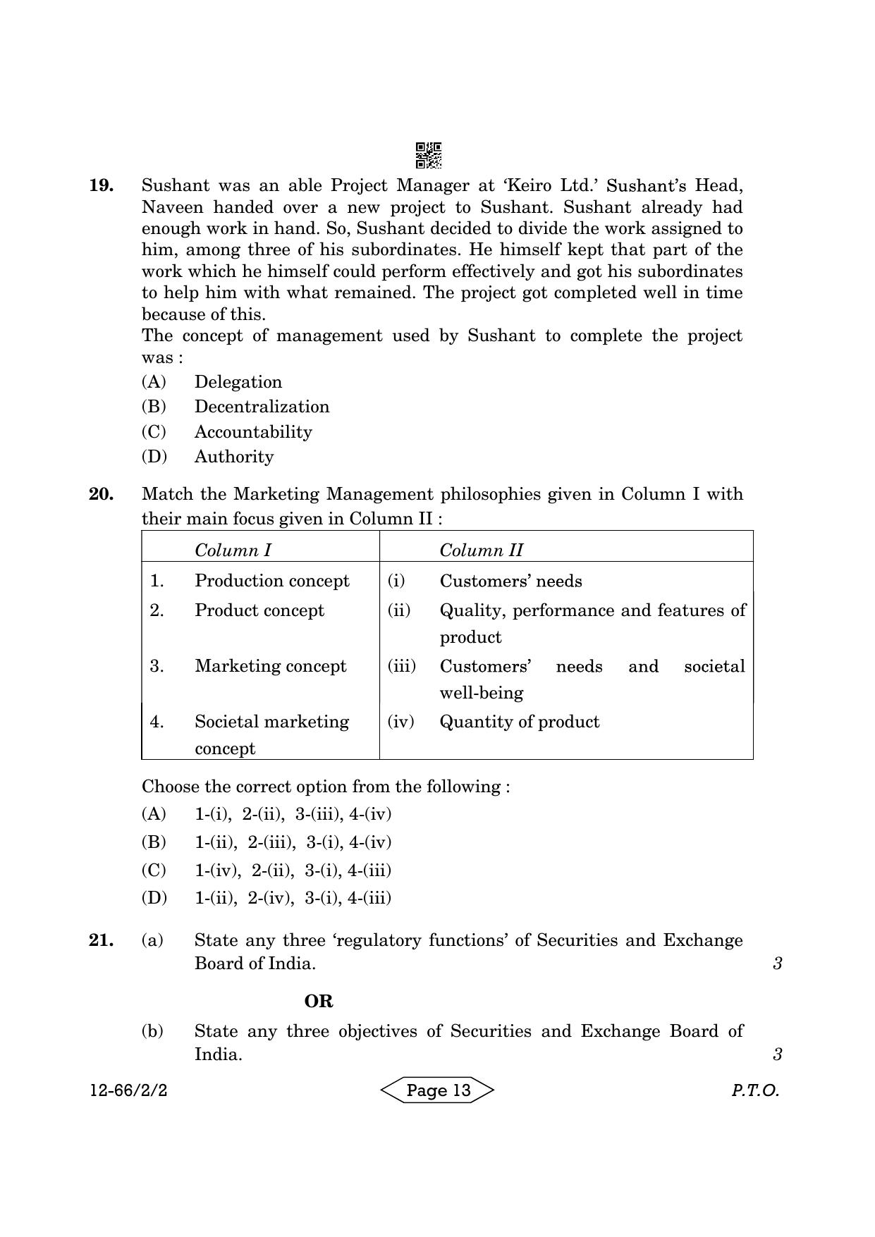 CBSE Class 12 2-2 Bussiness Studies 2024 Question Paper - Page 13