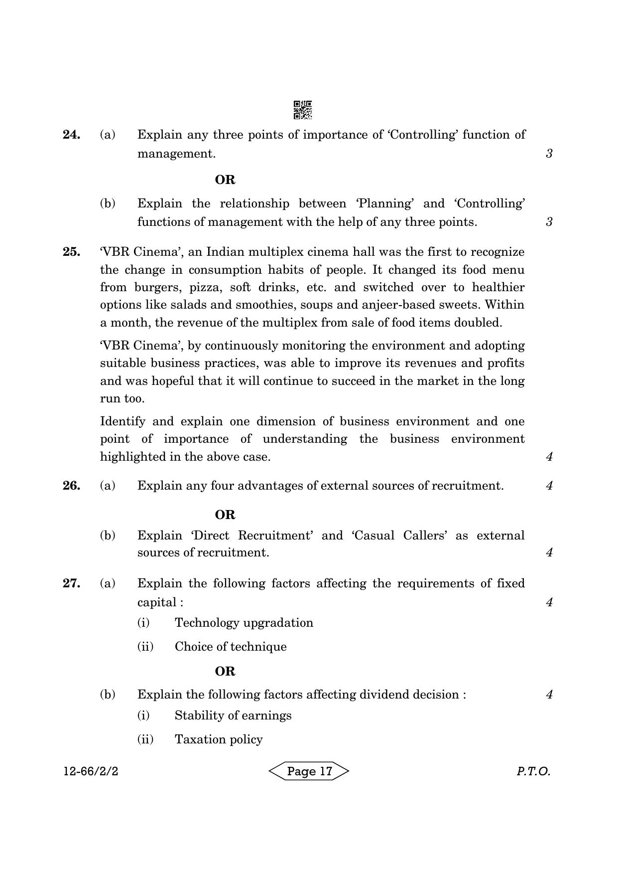 CBSE Class 12 2-2 Bussiness Studies 2024 Question Paper - Page 17