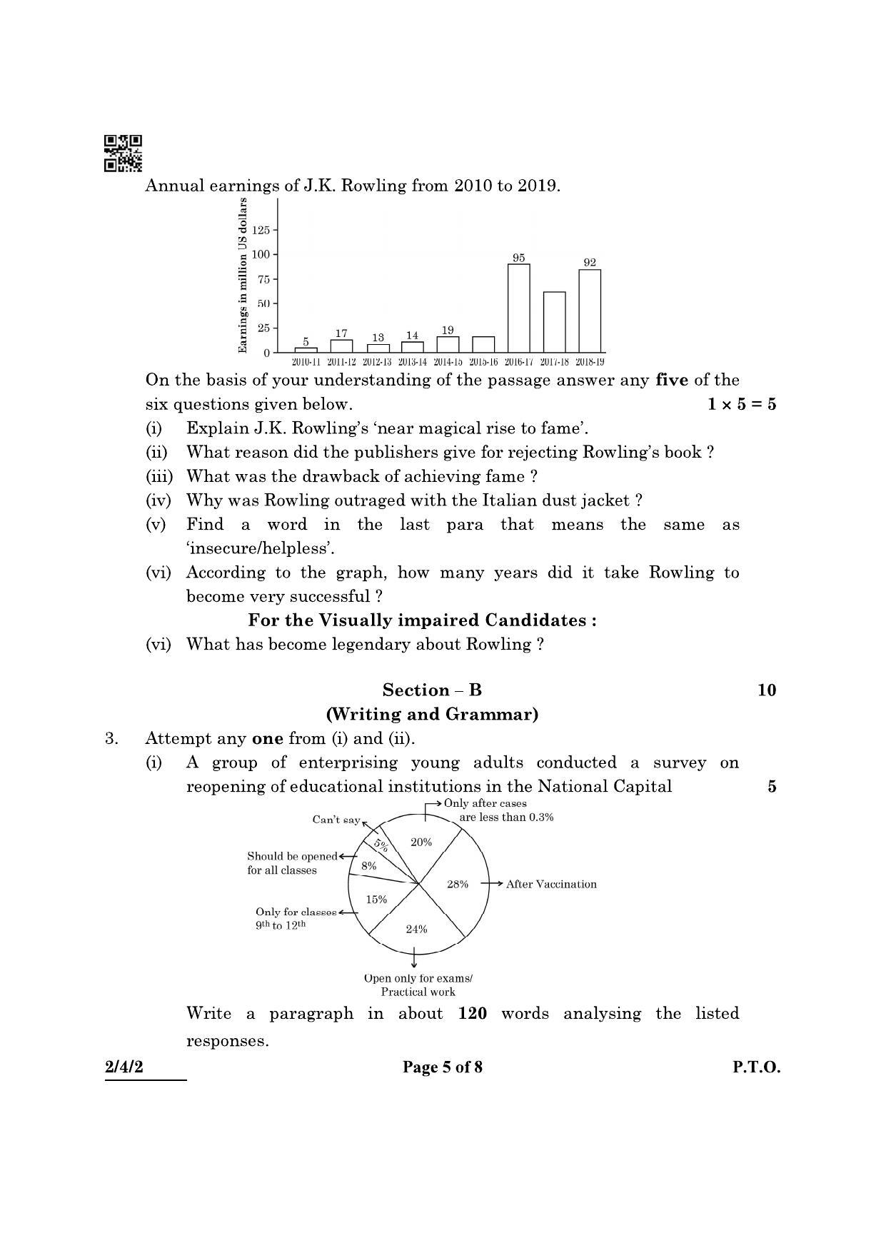 CBSE Class 10 2-4-2 (English L & L) 2022 Question Paper - Page 5