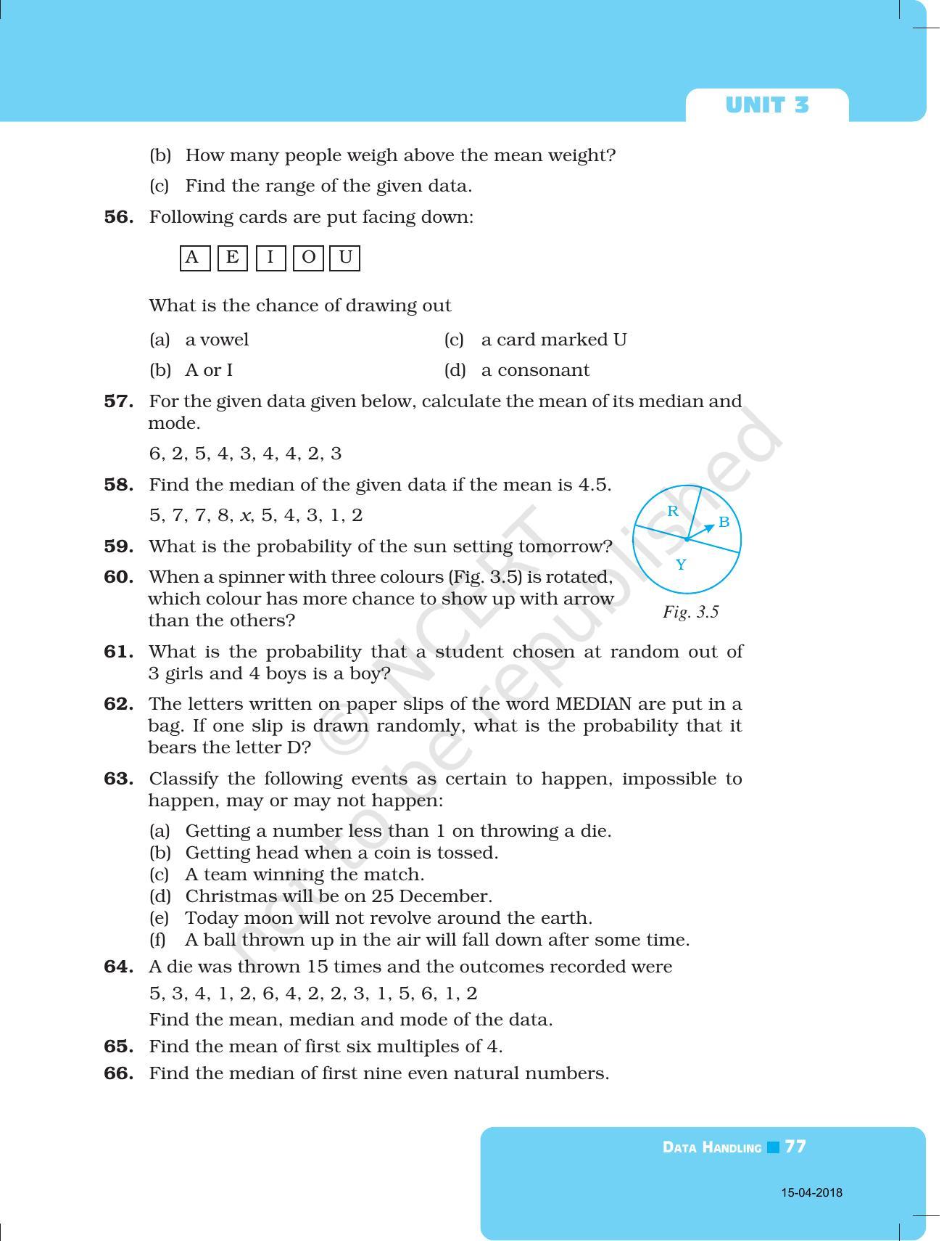 NCERT Exemplar Book for Class 7 Maths: Chapter 3- Data Handling - Page 15