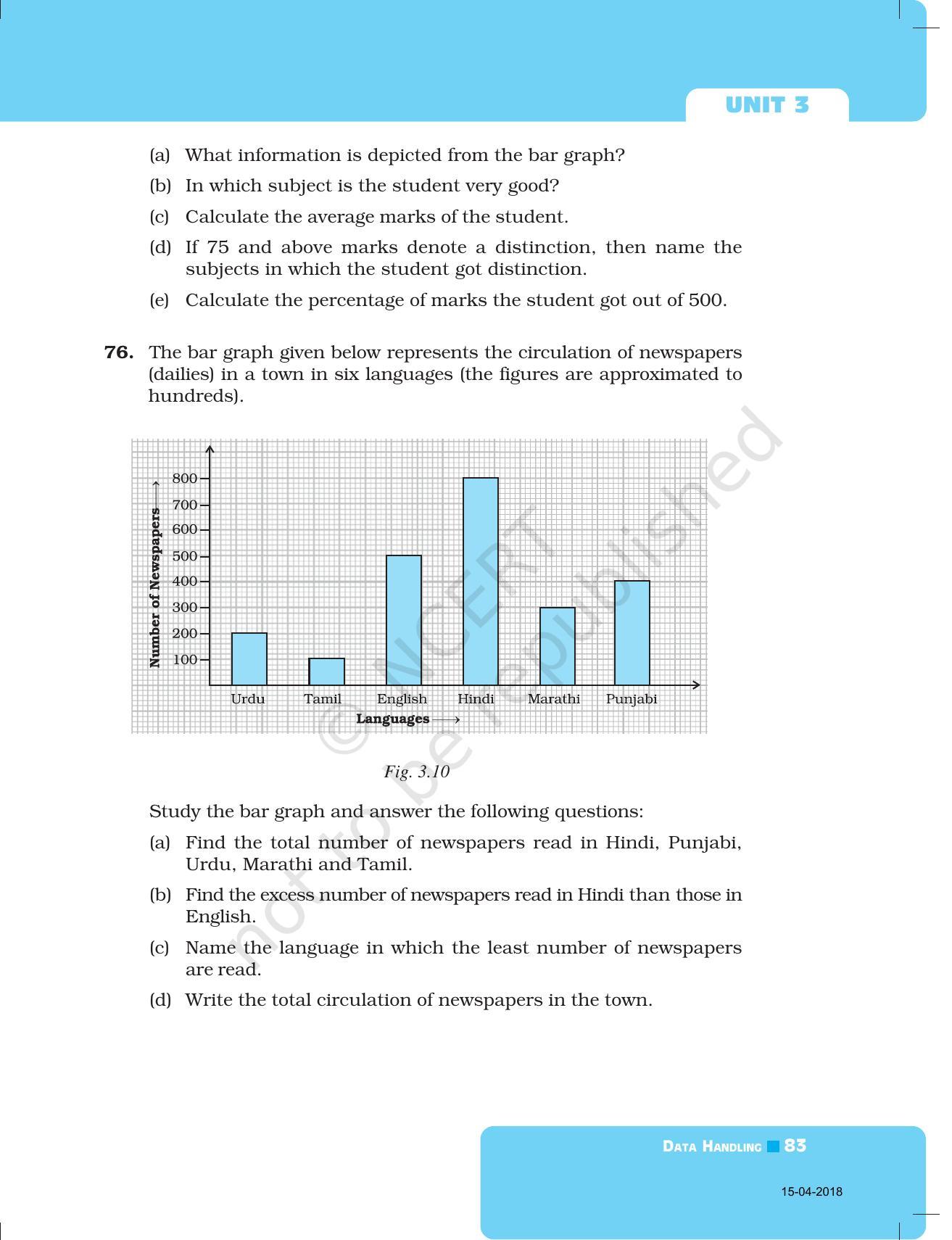 NCERT Exemplar Book for Class 7 Maths: Chapter 3- Data Handling - Page 21
