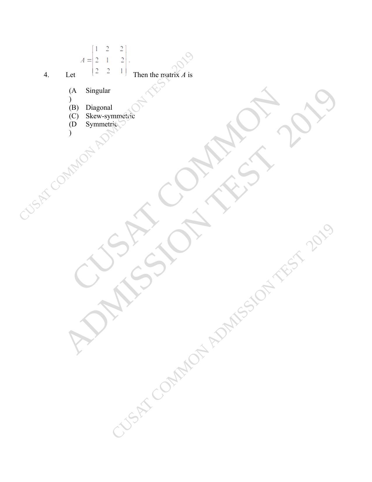 CUSAT CAT 2019 Msc Statistics Question Paper With Answer Key - Page 2