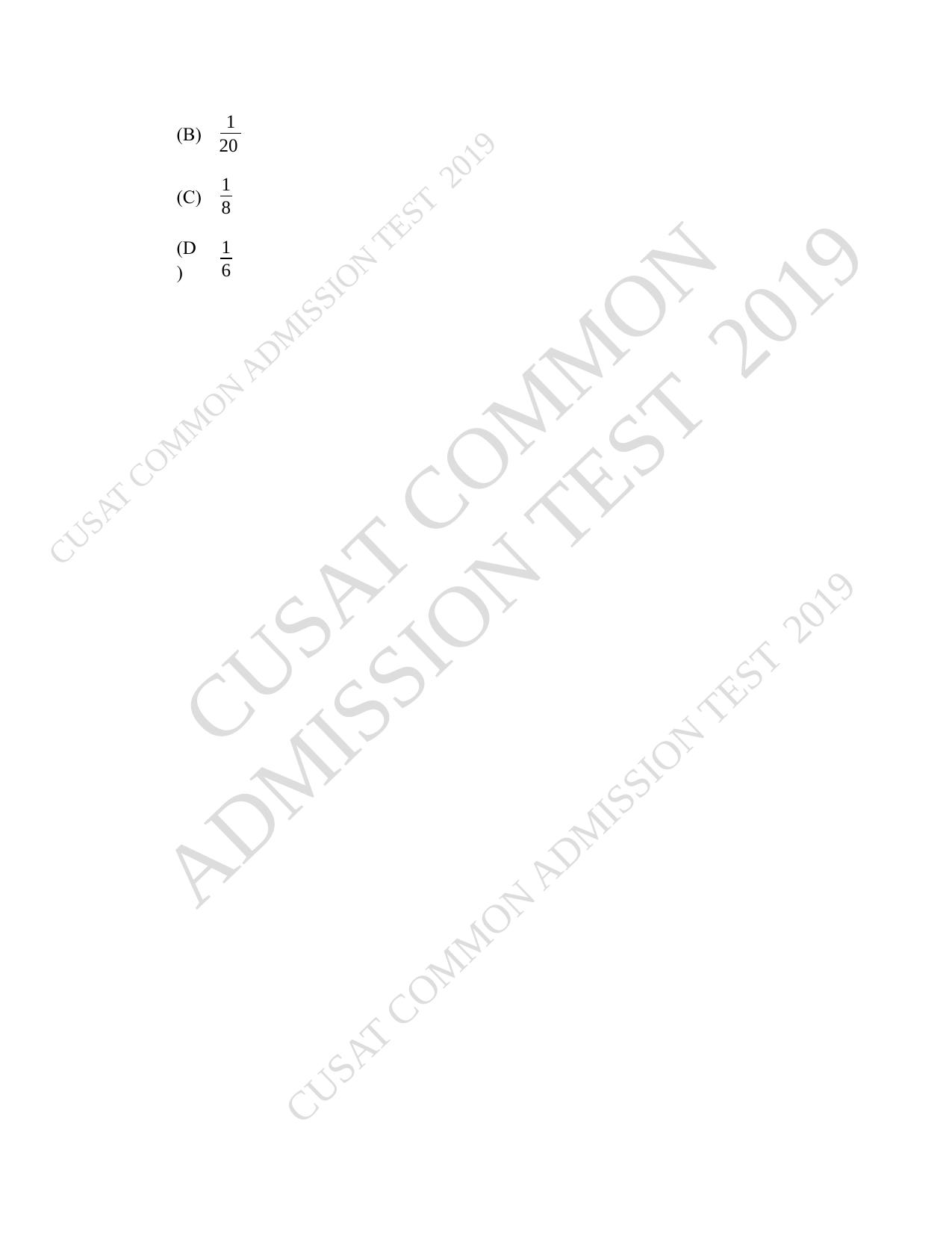 CUSAT CAT 2019 Msc Statistics Question Paper With Answer Key - Page 7