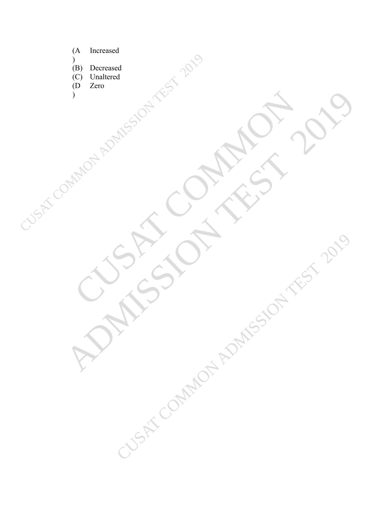 CUSAT CAT 2019 Msc Statistics Question Paper With Answer Key - Page 9